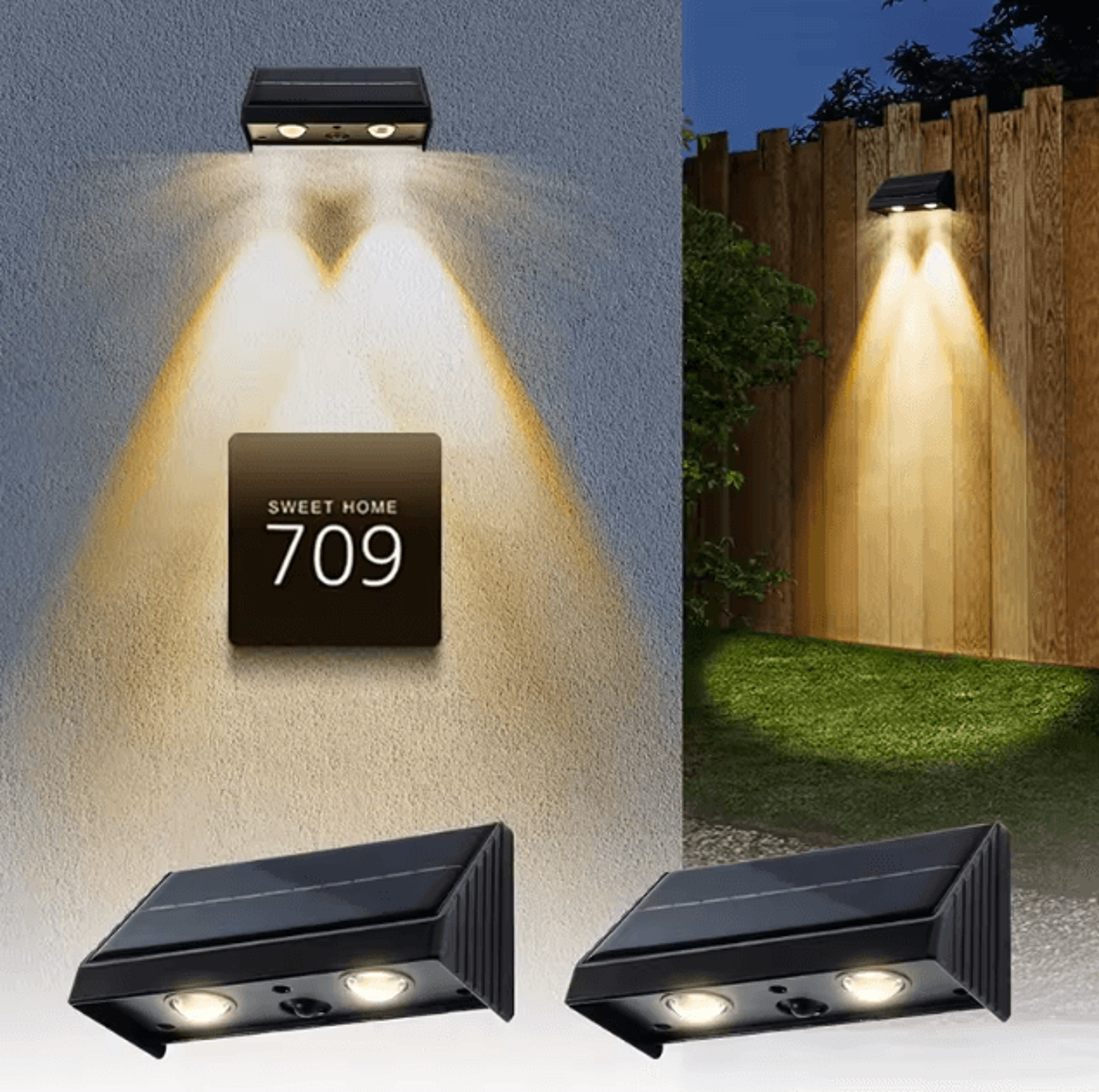 solar garden lights outdoor solar fence lights waterproof led wall lamp for patio balcony house