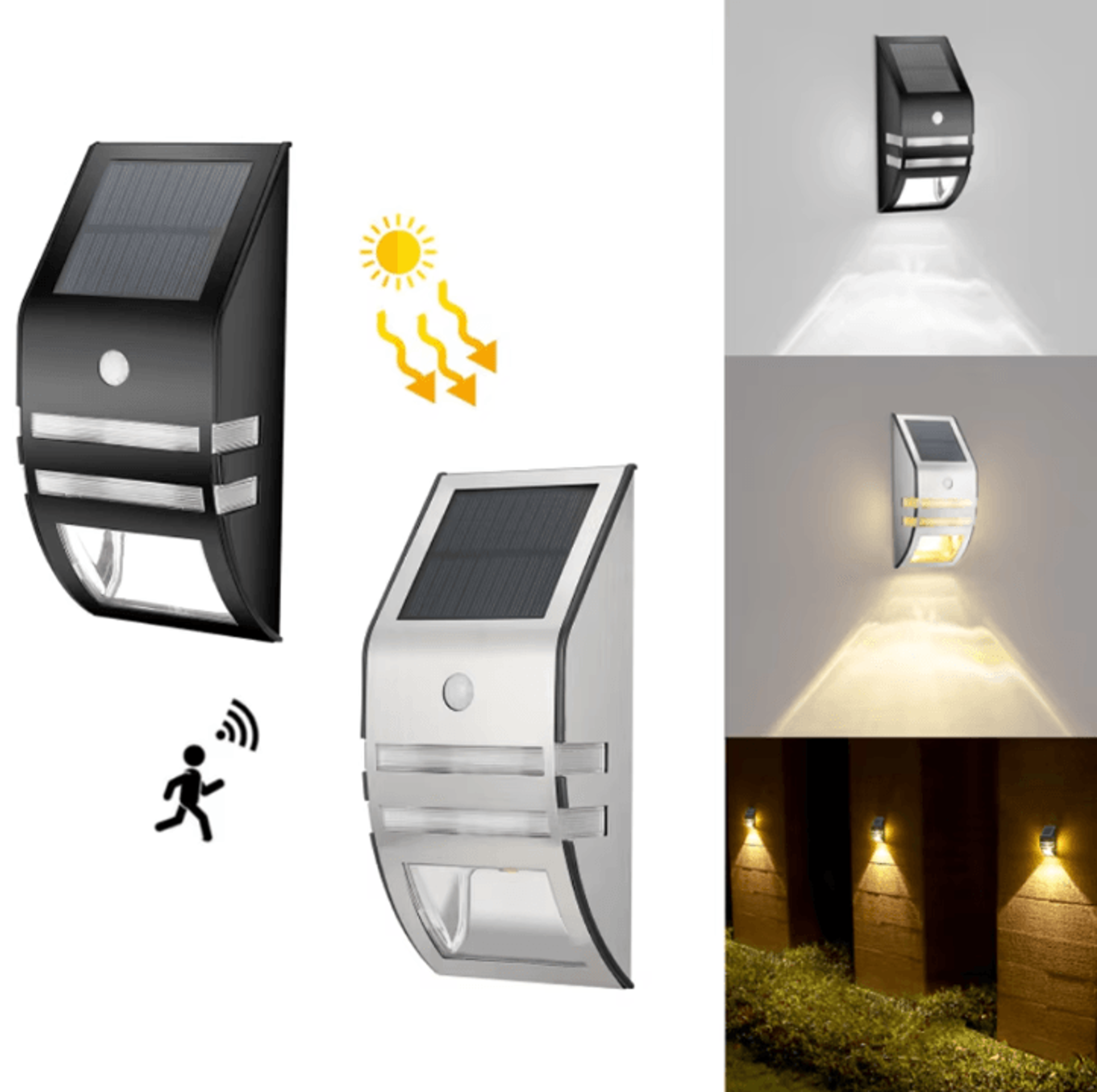 solar power outdoor led wall lamp pir motion sensor waterproof ip65 solar security garden fence light