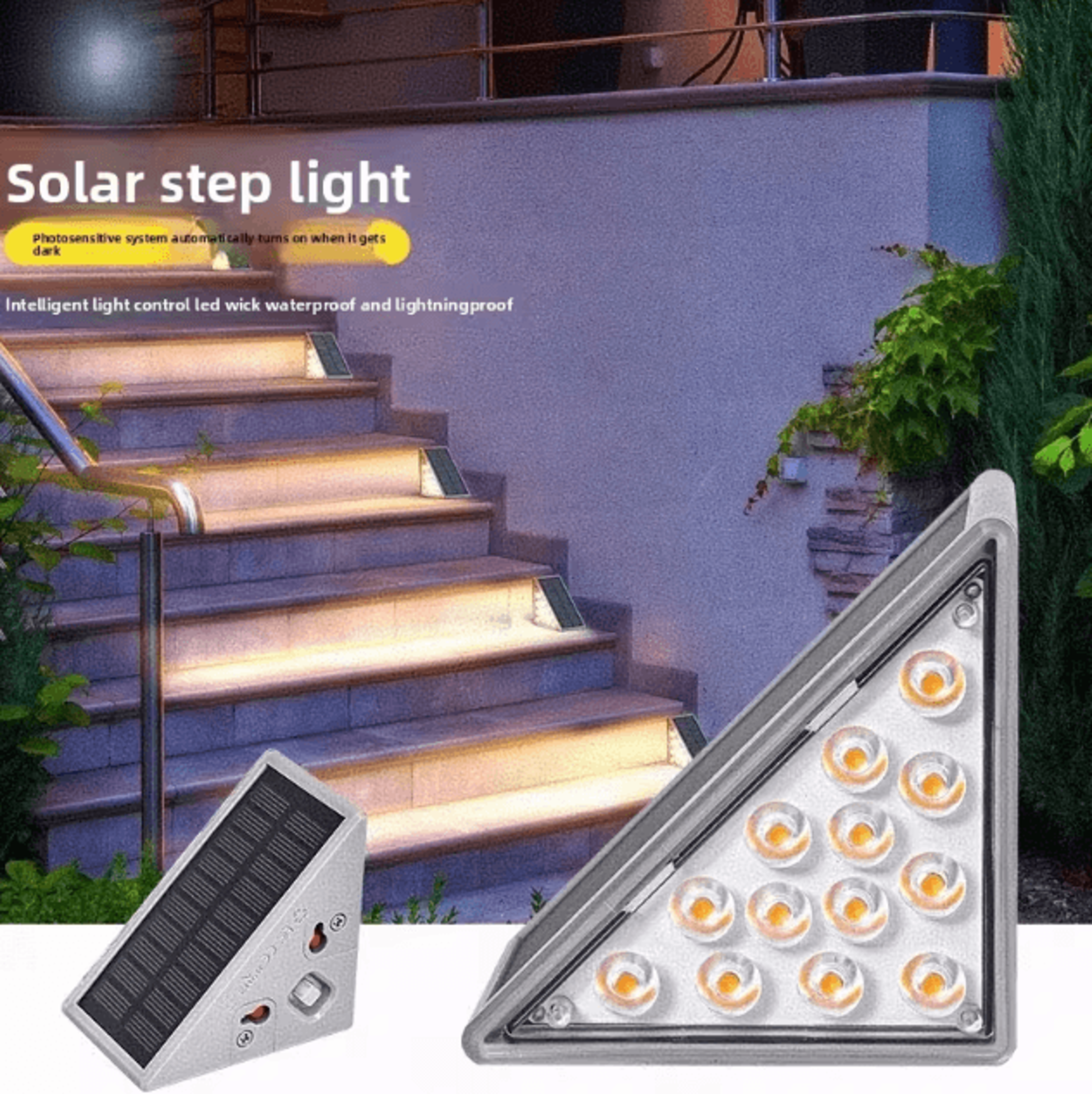 solar outdoor step lights waterproof led high brightness garden and pathway lighting lamp
