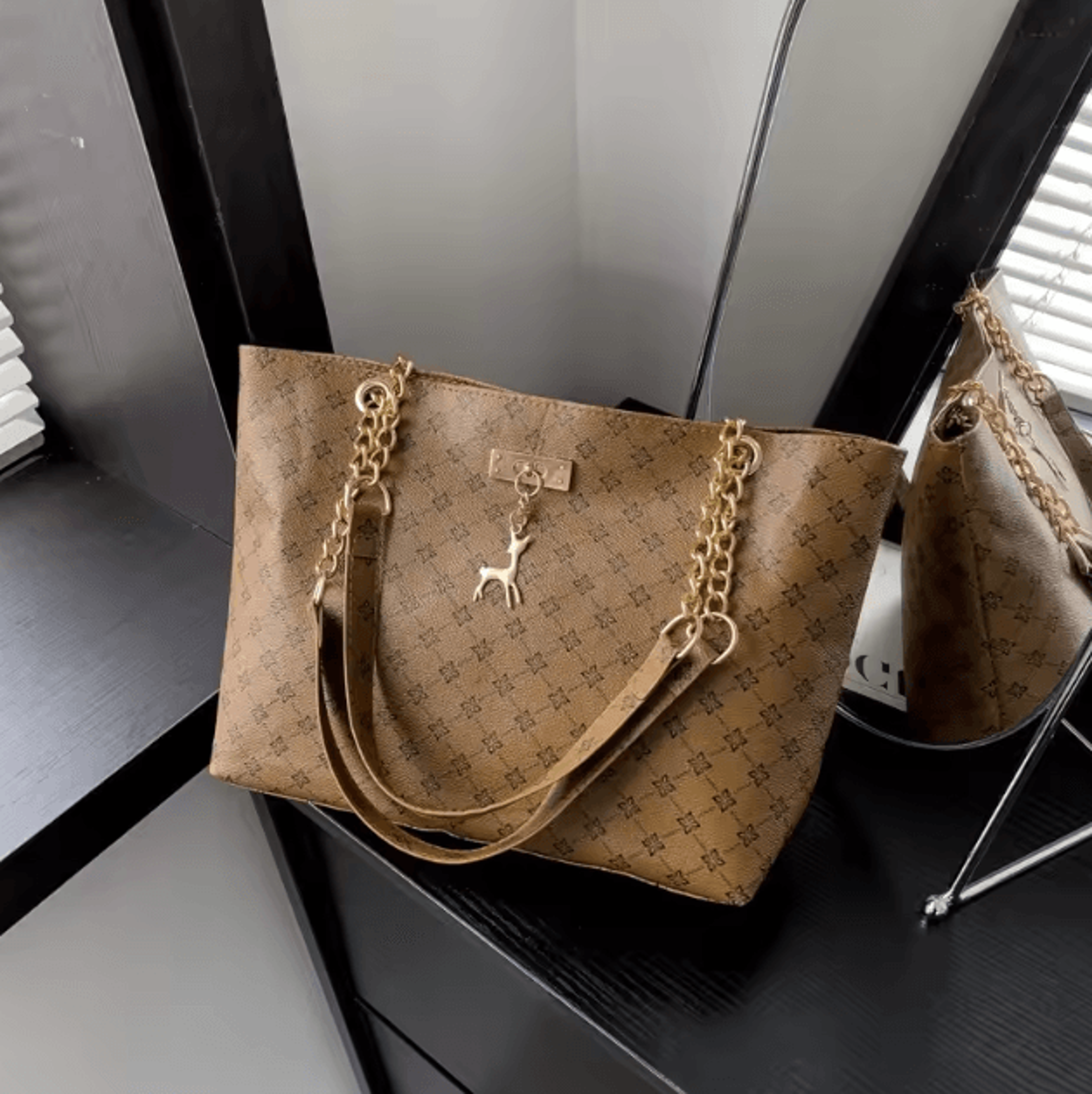 Soft Leather Large Capacity Womens Tote Bag With Hanging Accessory 5
