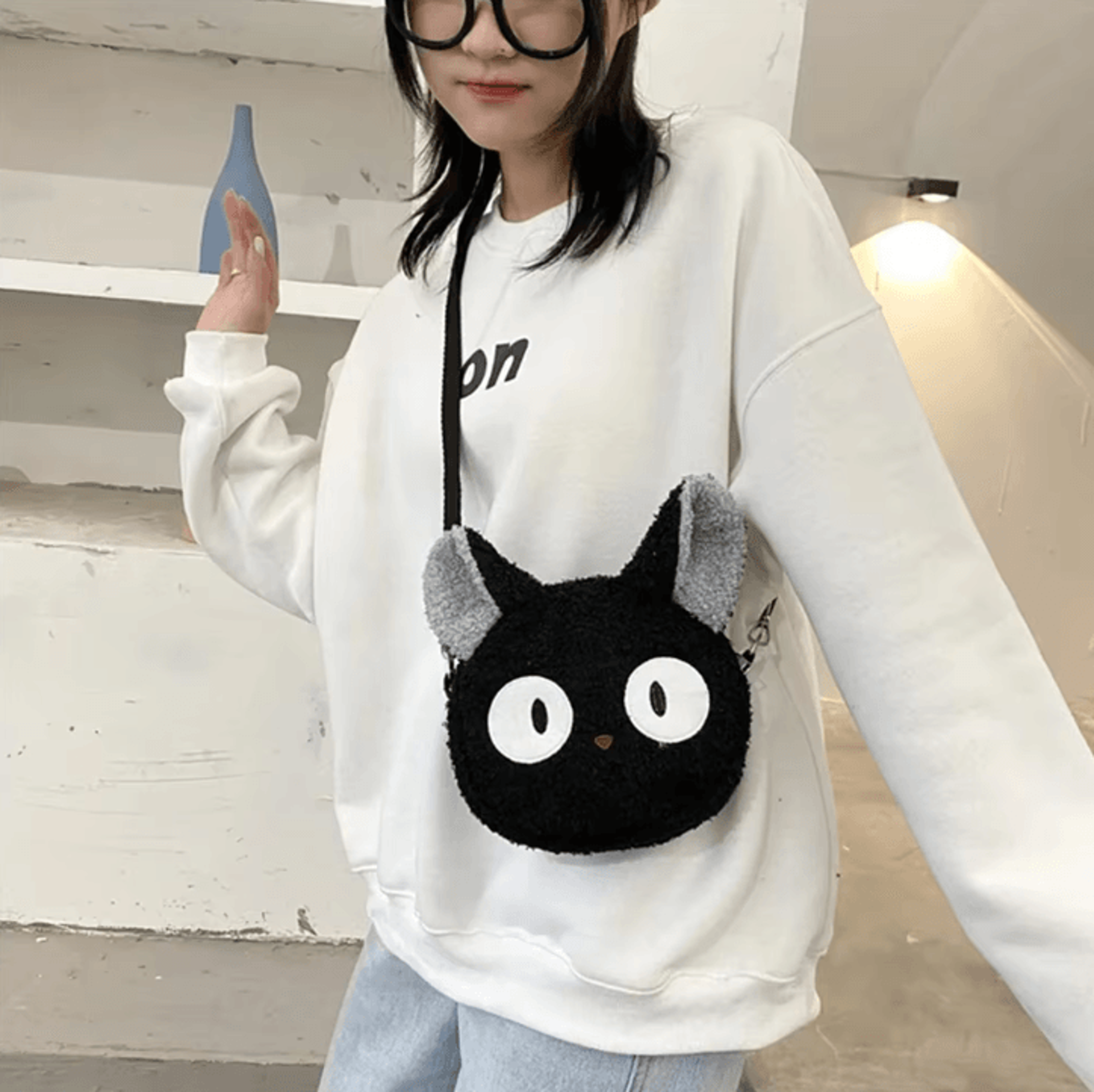 cute japanese style plush crossbody bag for women small cartoon phone purse