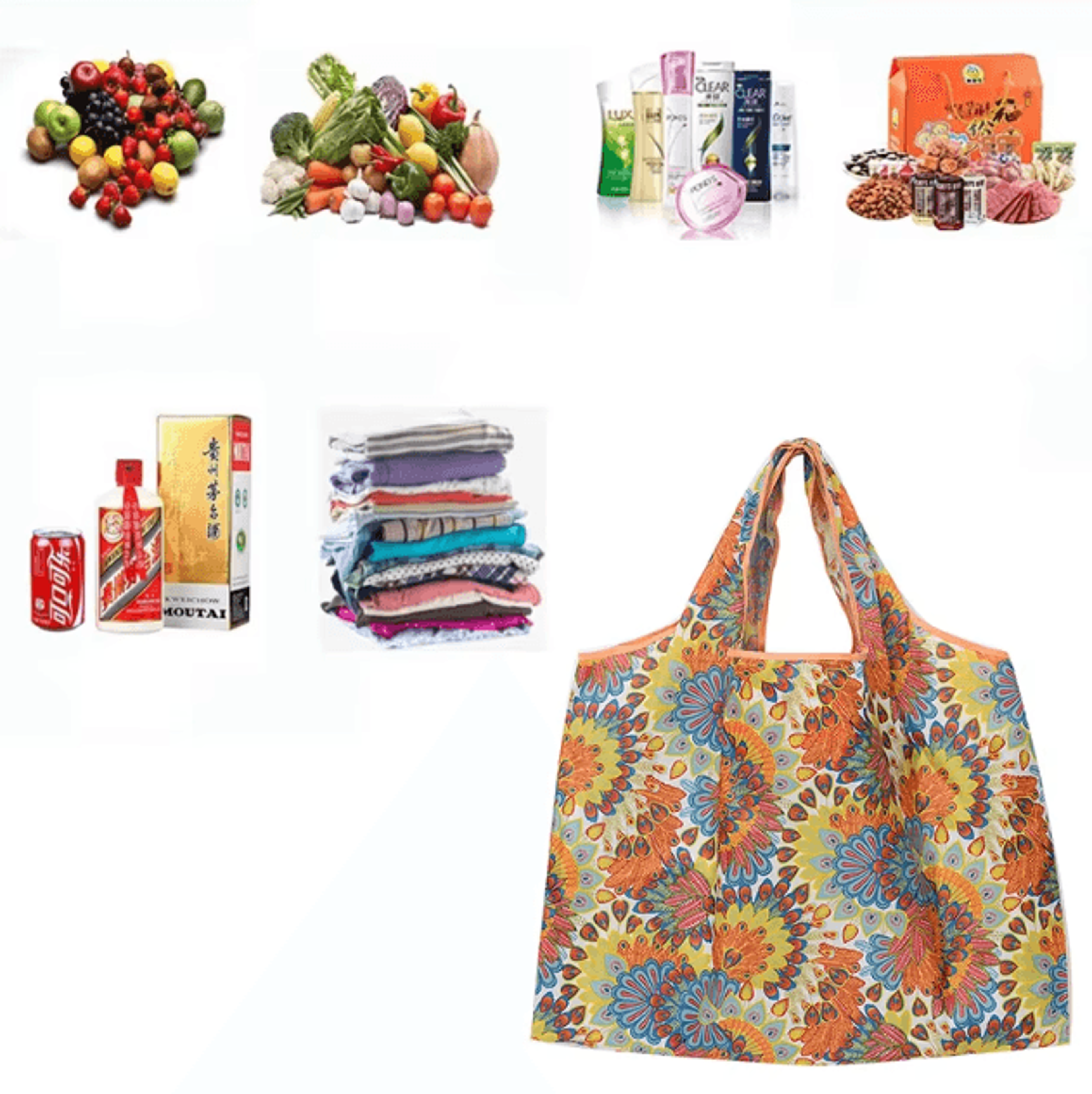 Large Capacity Versatile Folding Shopping Bag Reusable Travel Tote 5