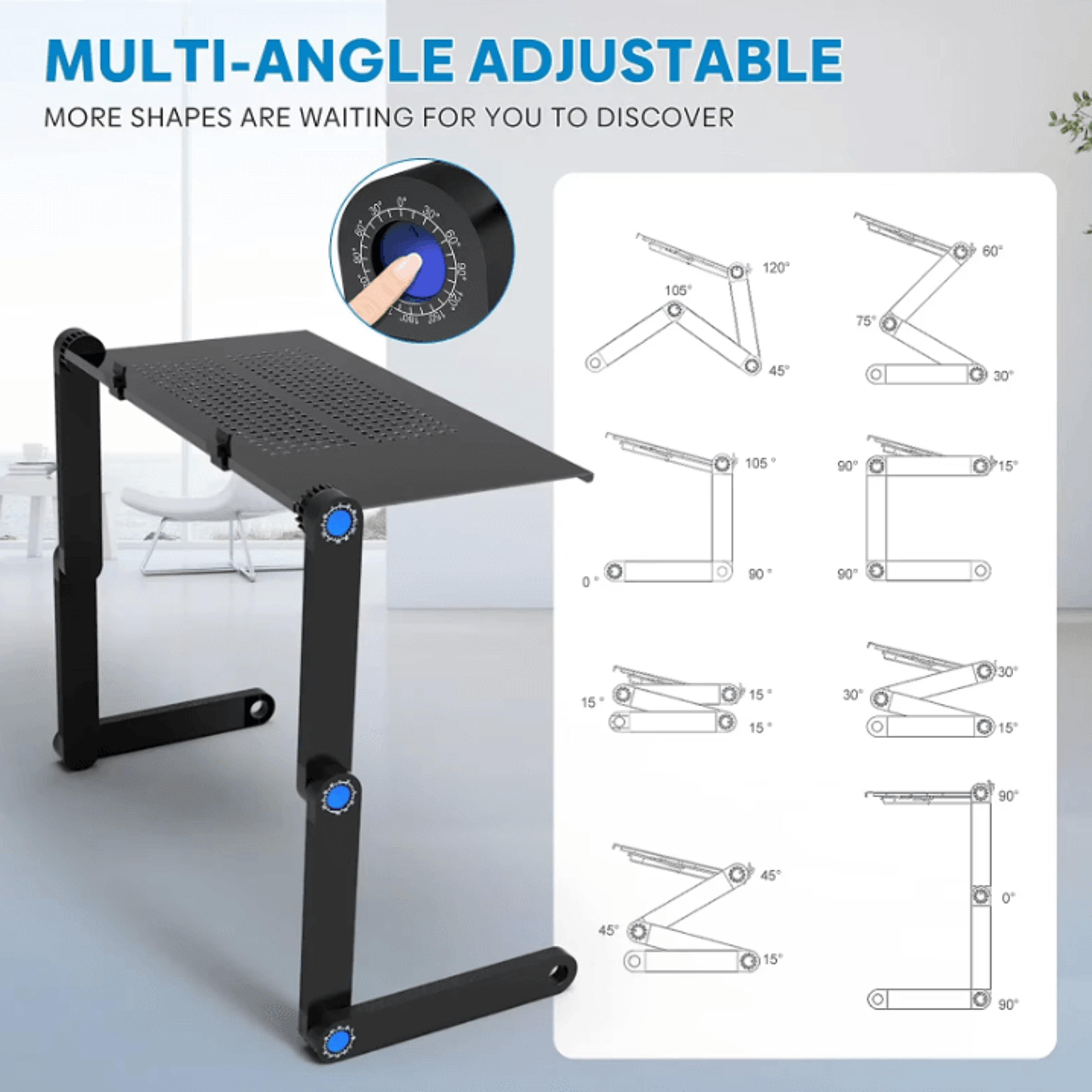 Adjustable Laptop Table Stand Portable Lap Desk With Mouse Pad And Cooling Holder 1