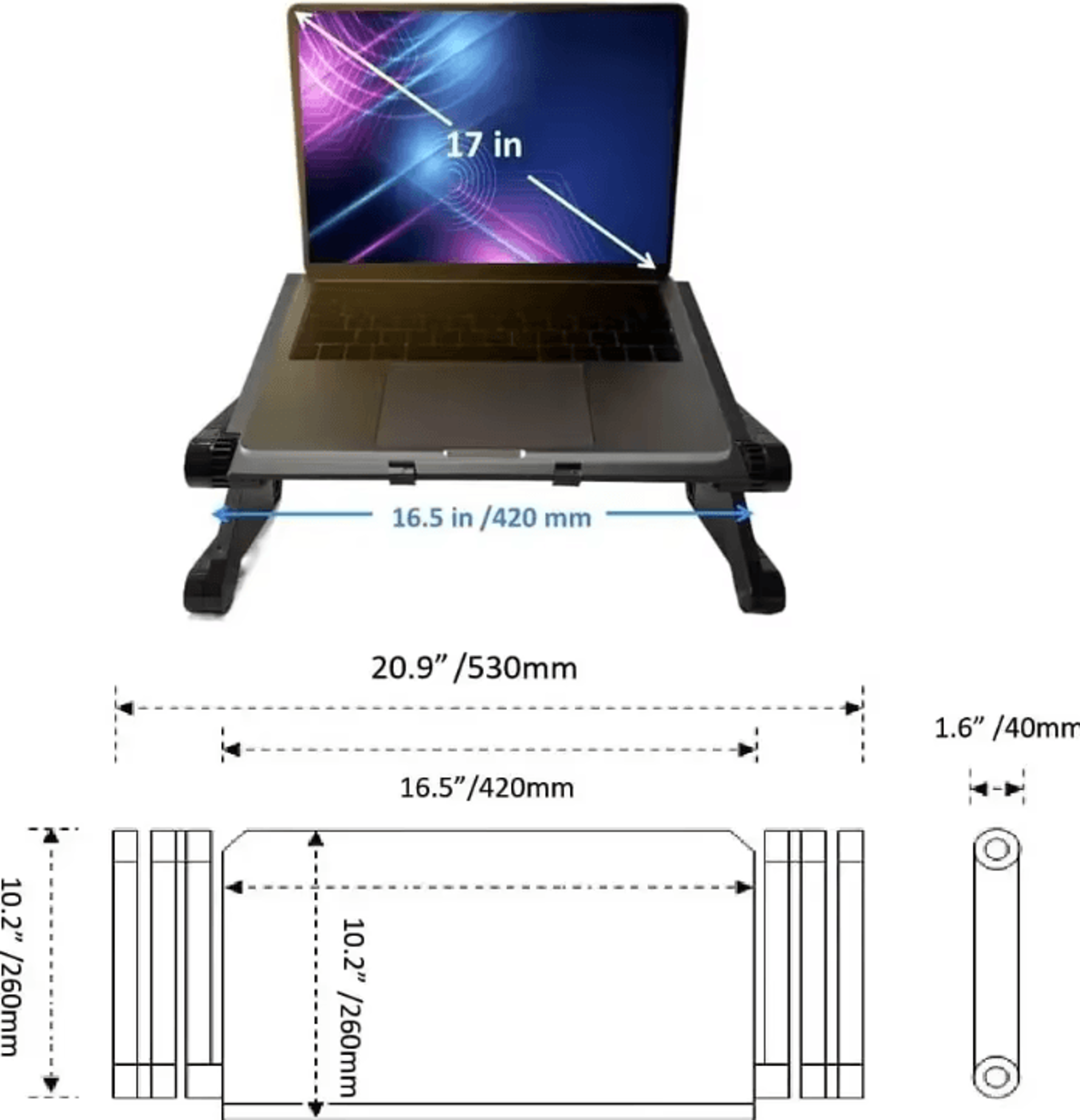 Adjustable Laptop Table Stand Portable Lap Desk With Mouse Pad And Cooling Holder 5