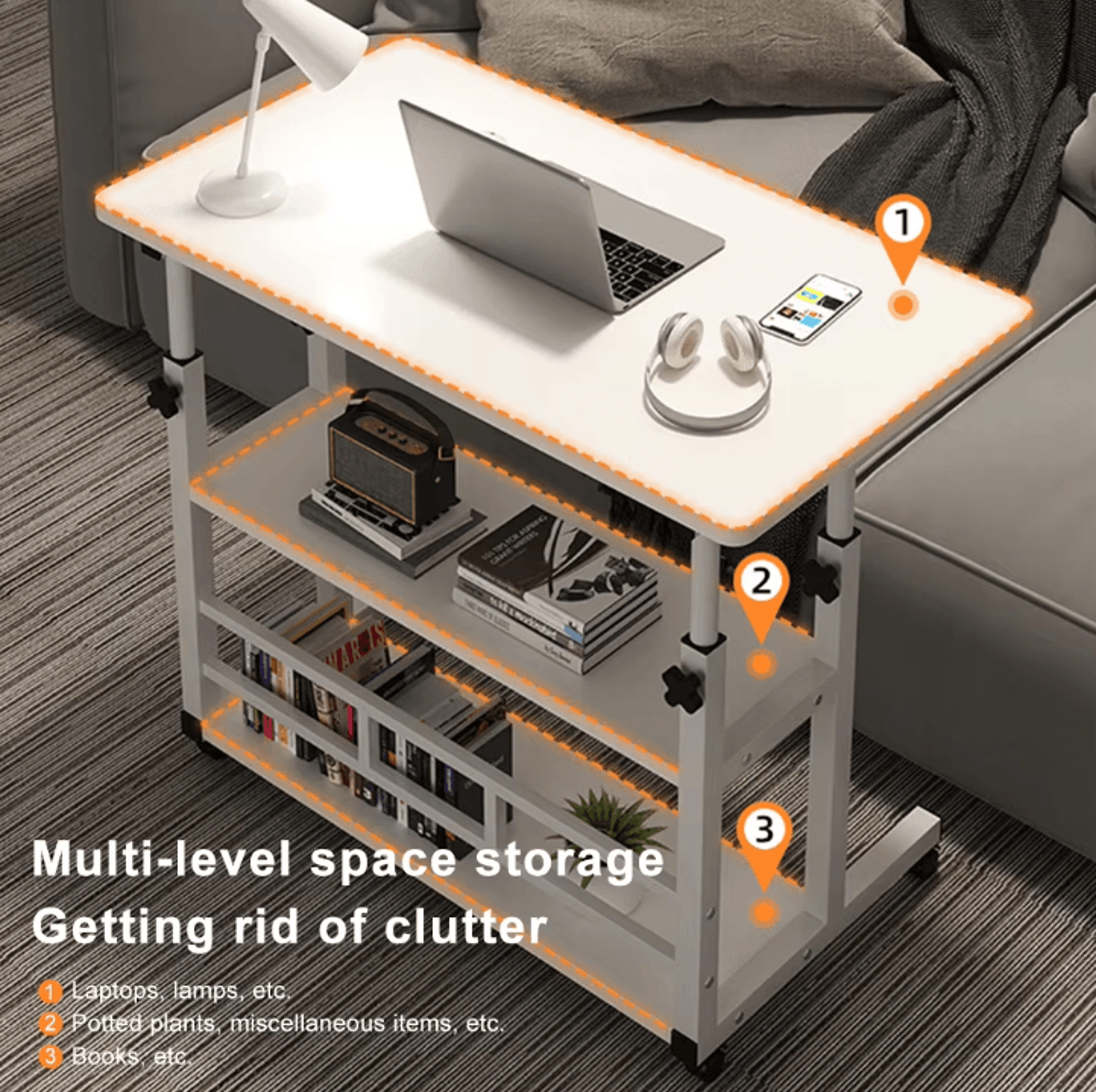 Liftable Bedside Computer Desk Portable Adjustable MultiFunction Small Home Office Table 1