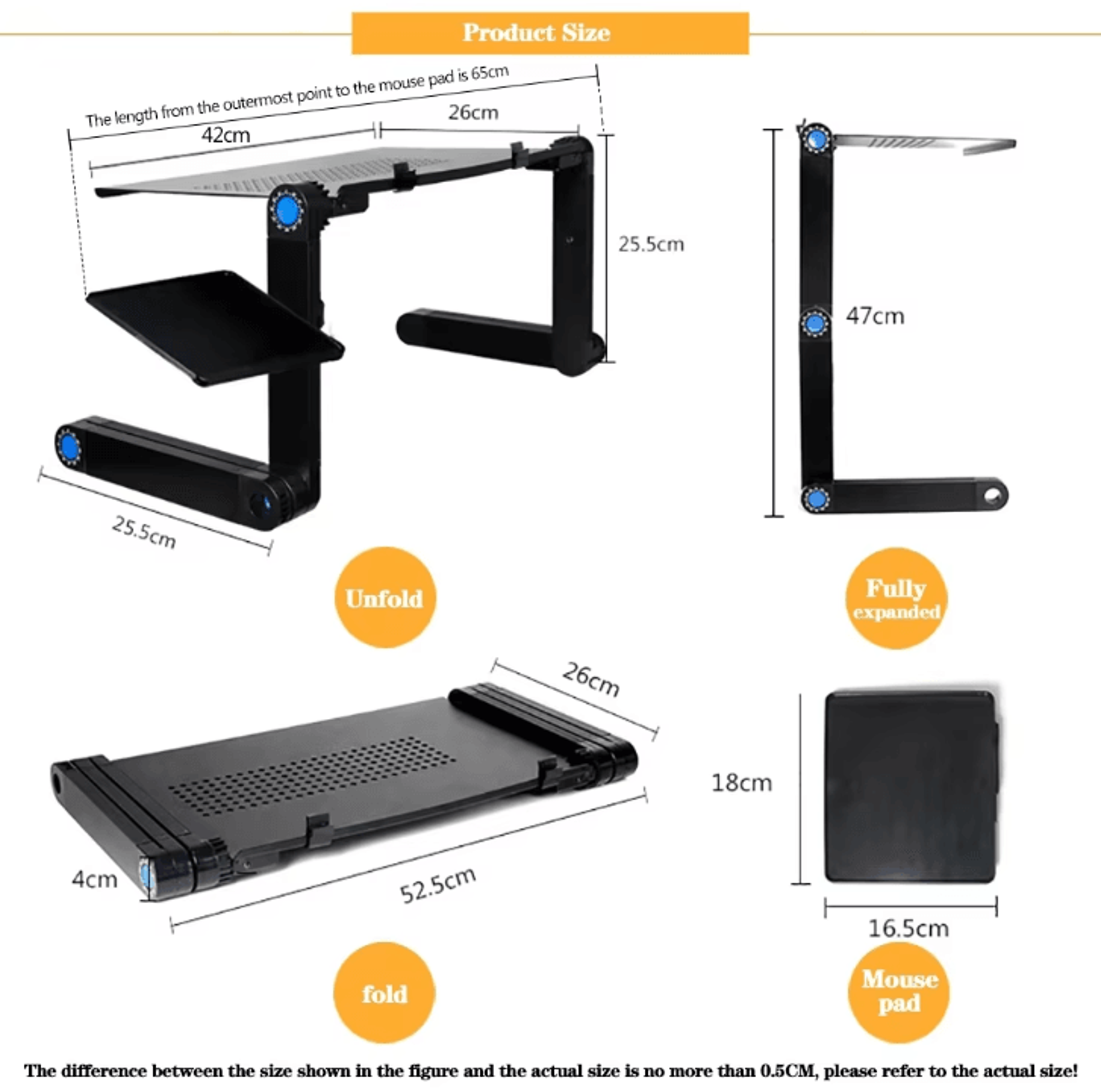 Adjustable Laptop Desk Stand Portable Aluminum Ergonomic Lapdesk With Mouse Pad 4