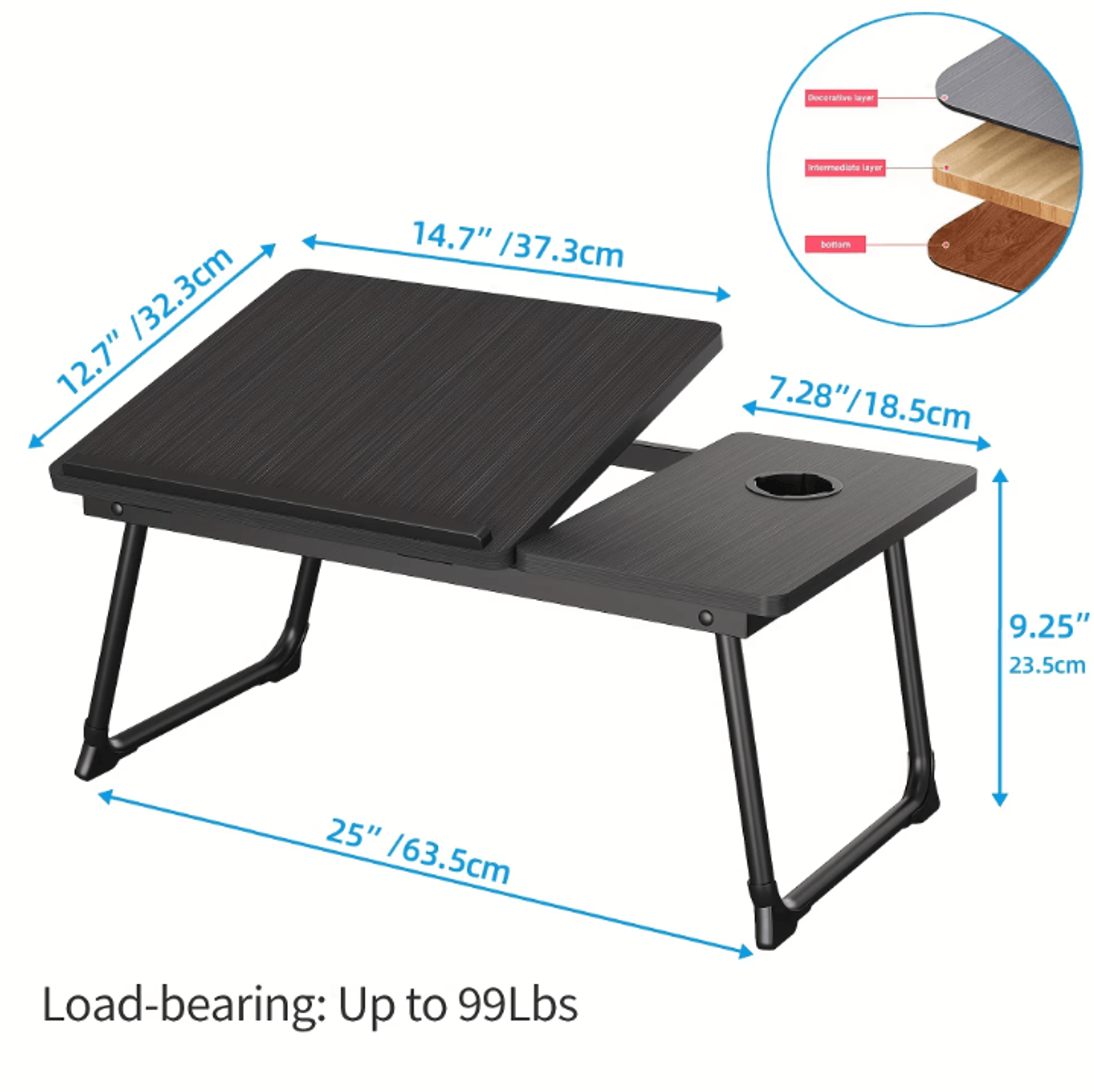 Adjustable Tray Table Portable Laptop Desk Bed Table For Dining And Study 3