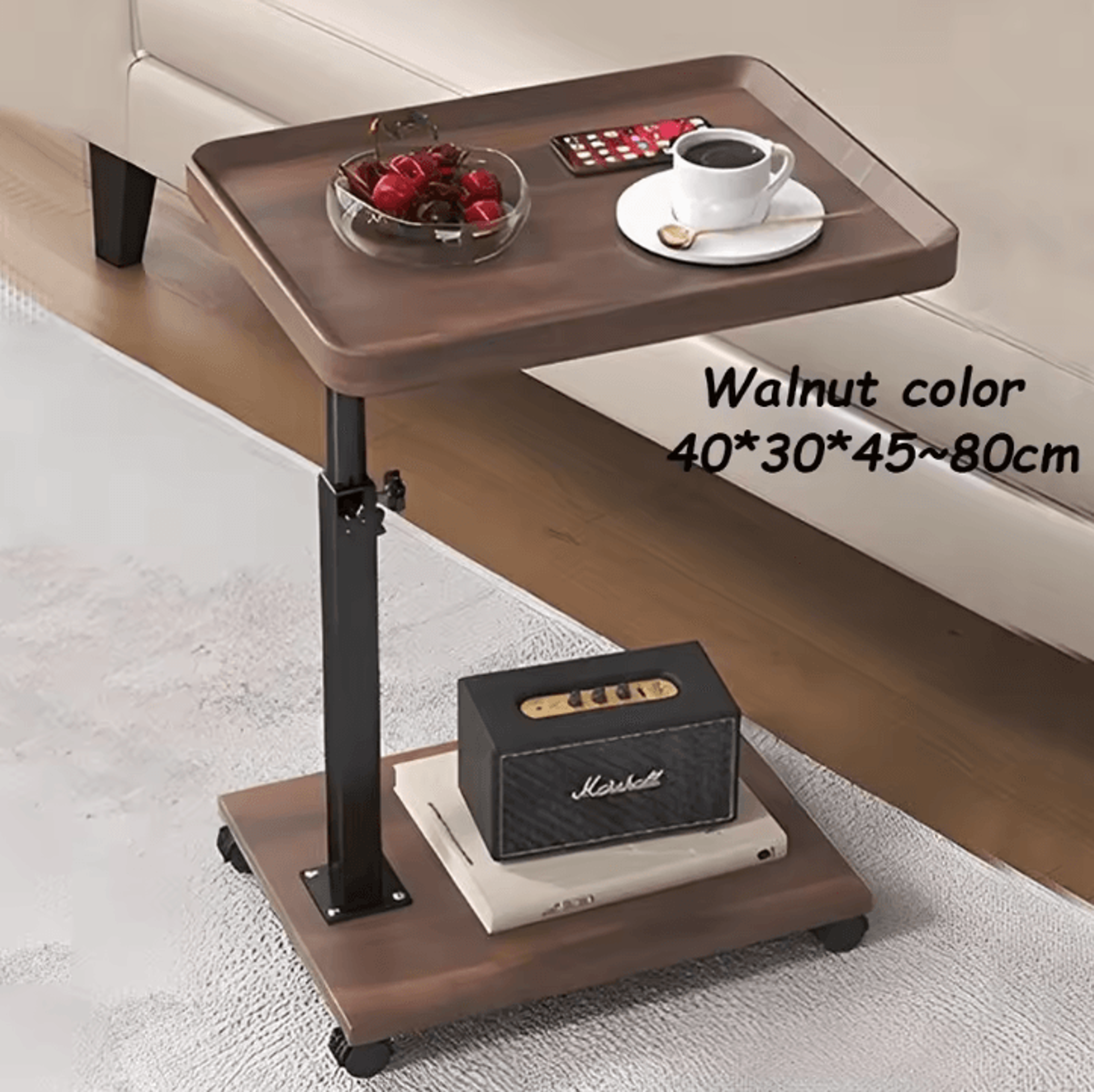 Adjustable Rolling Overbed Table Mobile Bedside Laptop Desk With 360 Rotatable Tray 8