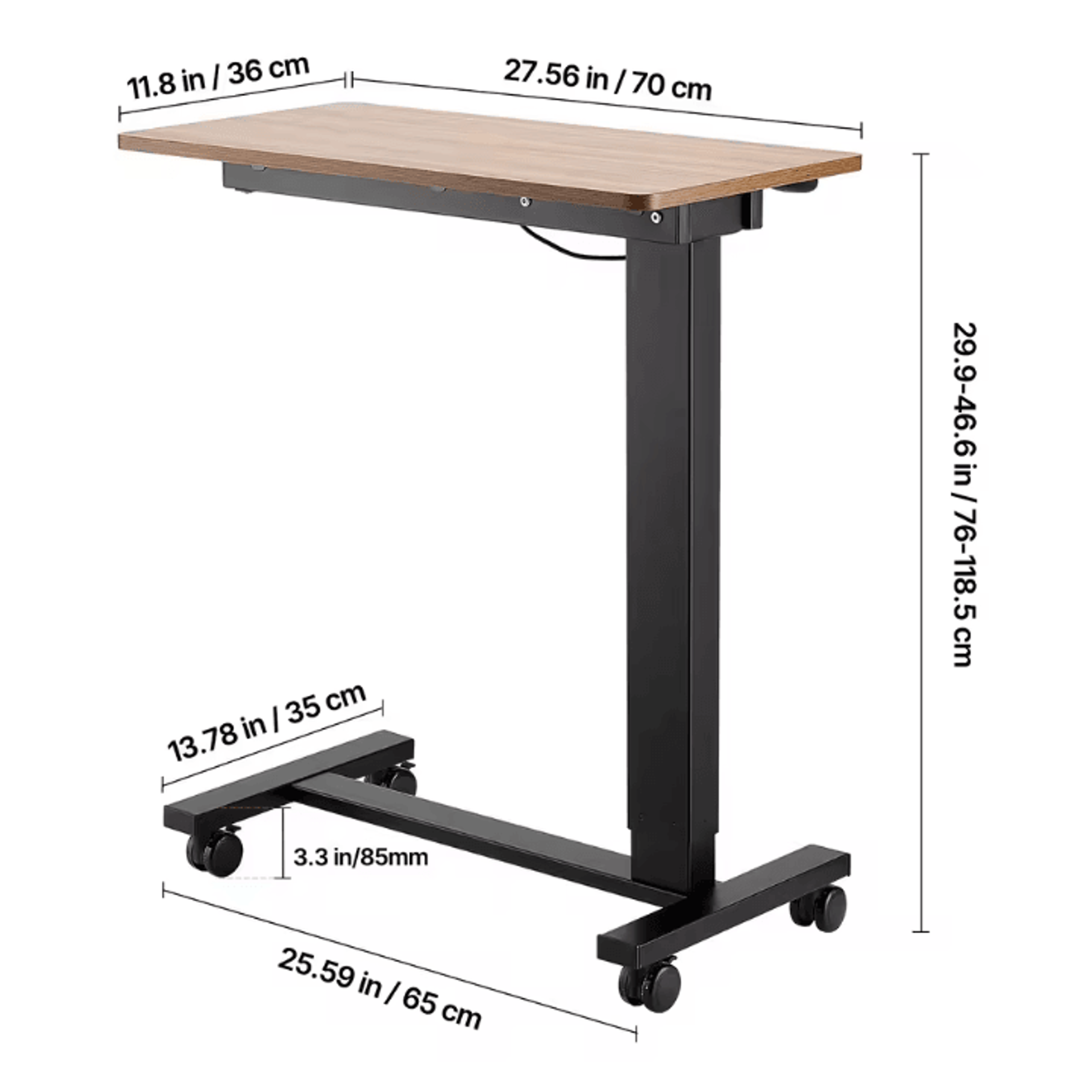 Mobile Overbed Table Adjustable Laptop Desk With Swivel Casters For Home Office And Study 7