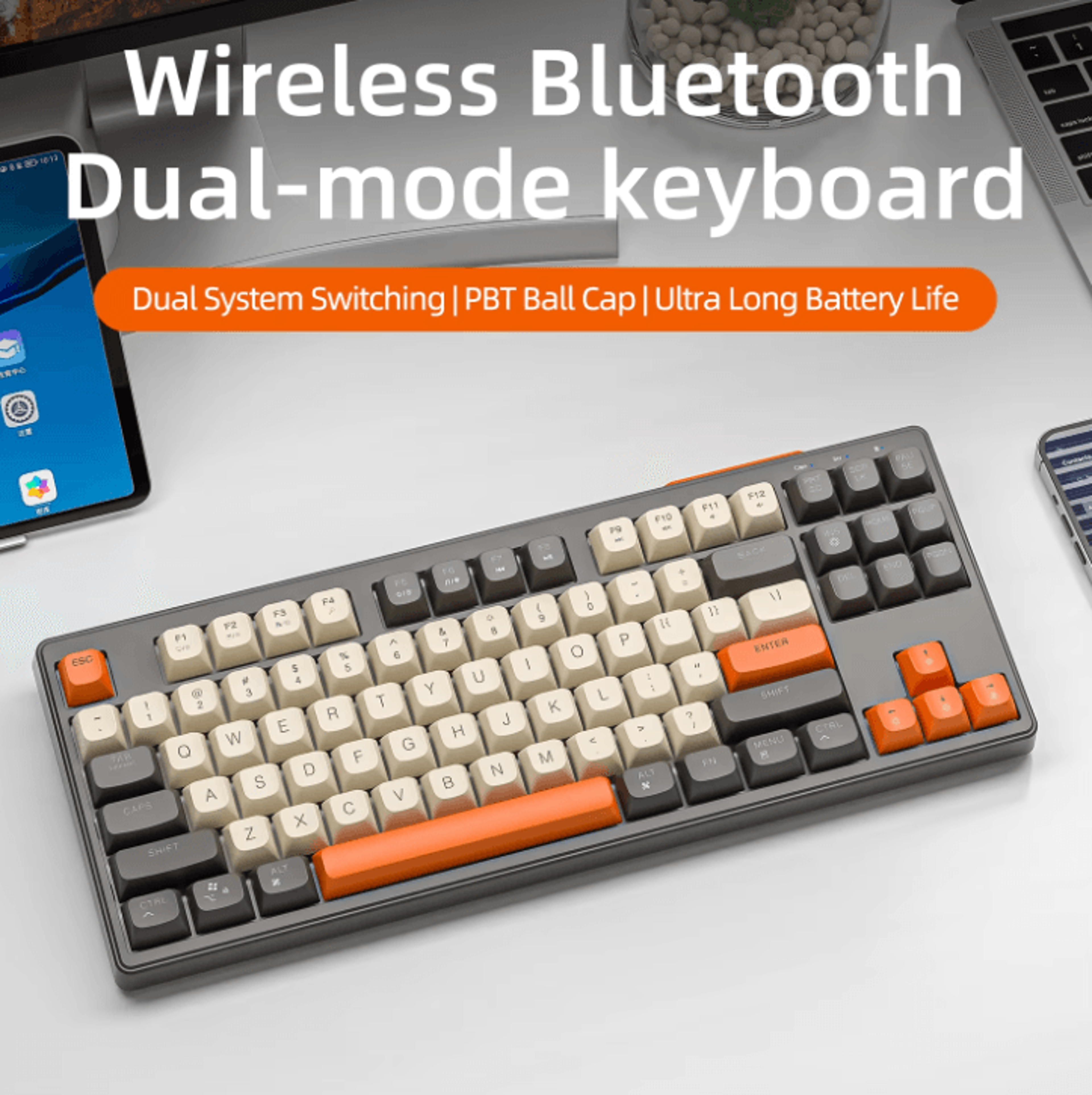 M87 Wireless Dual Mode Bluetooth Keyboard With Rainbow Light RGB And PBT Keycaps 0