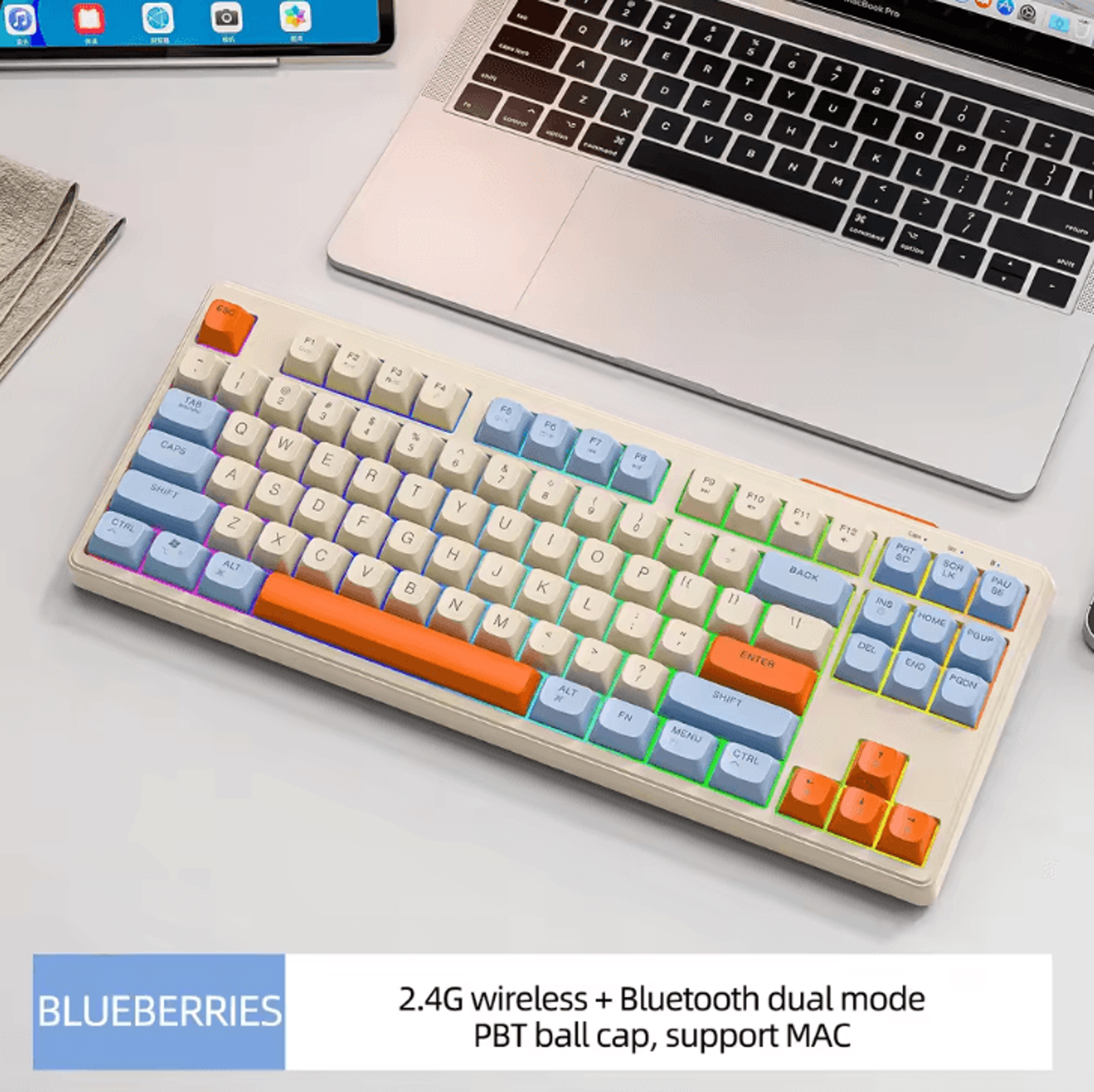 M87 Wireless Dual Mode Bluetooth Keyboard With Rainbow Light RGB And PBT Keycaps 4