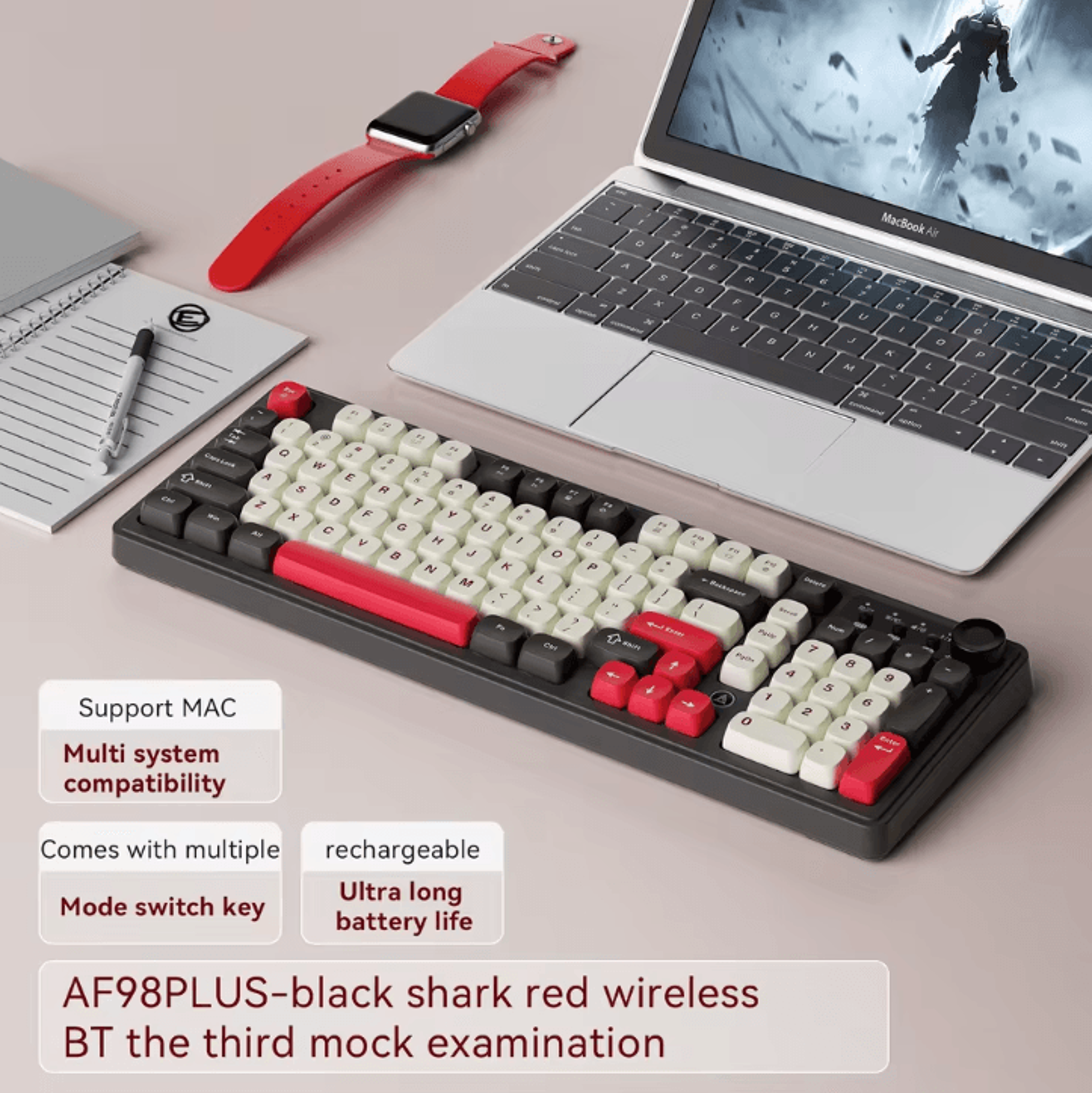 AJAZZ AF98 Wired And Wireless Keyboard With Three Mode RGB And Long Battery Life 10
