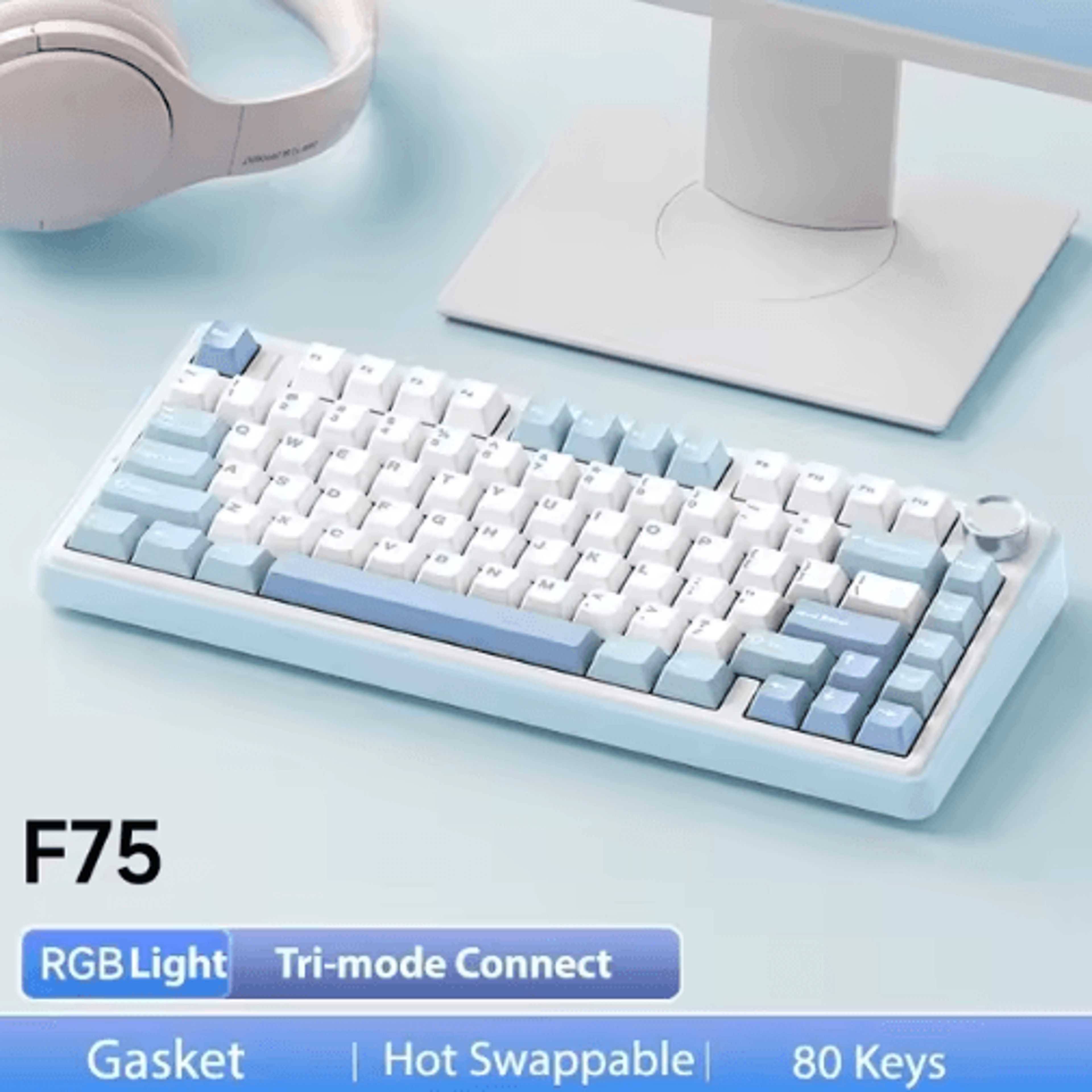 AULA F75 Wireless Mechanical Keyboard With Triple Mode Connection And RGB Lighting 8
