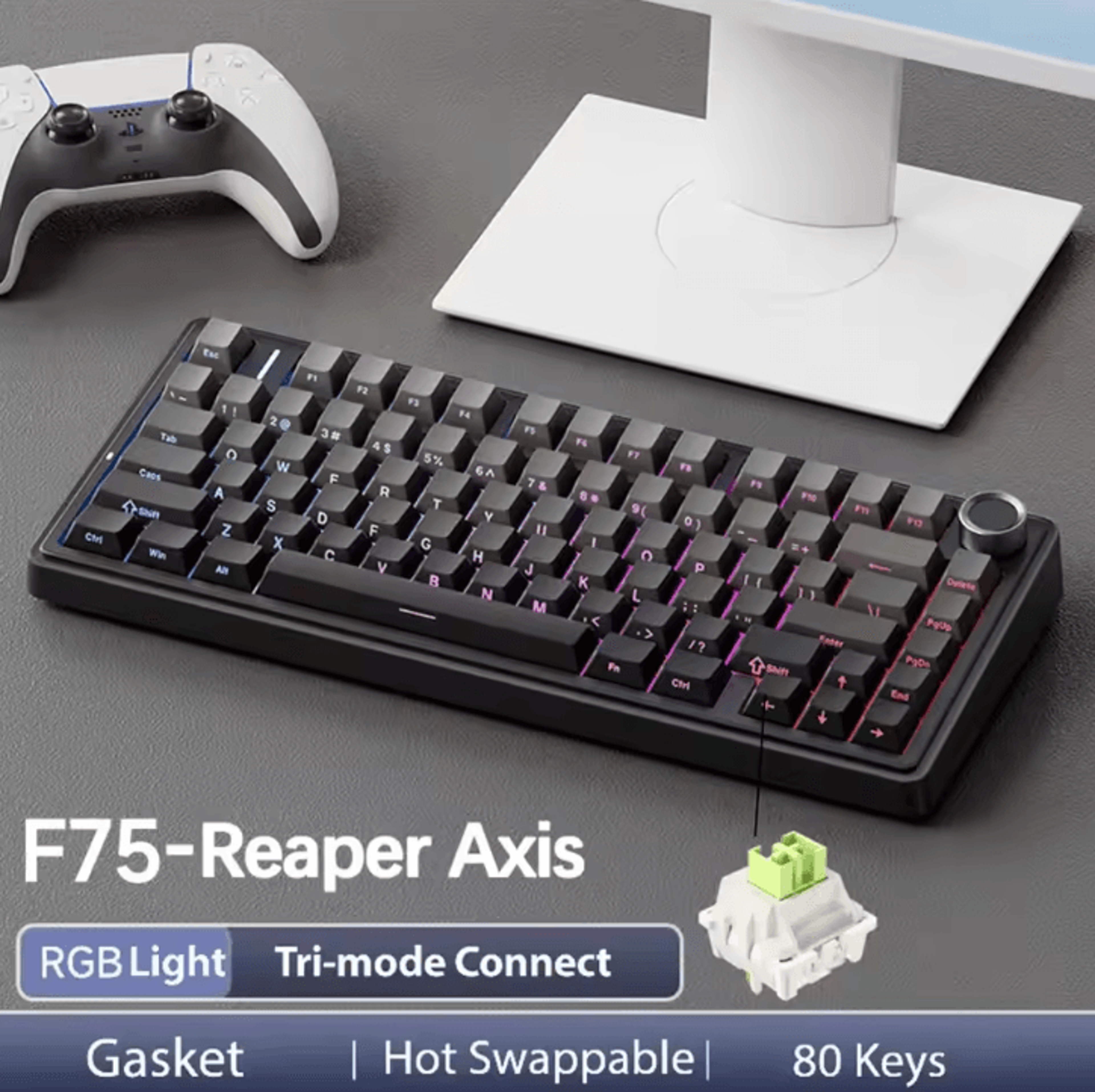 AULA F75 Wireless Mechanical Keyboard With Triple Mode Connection And RGB Lighting 9