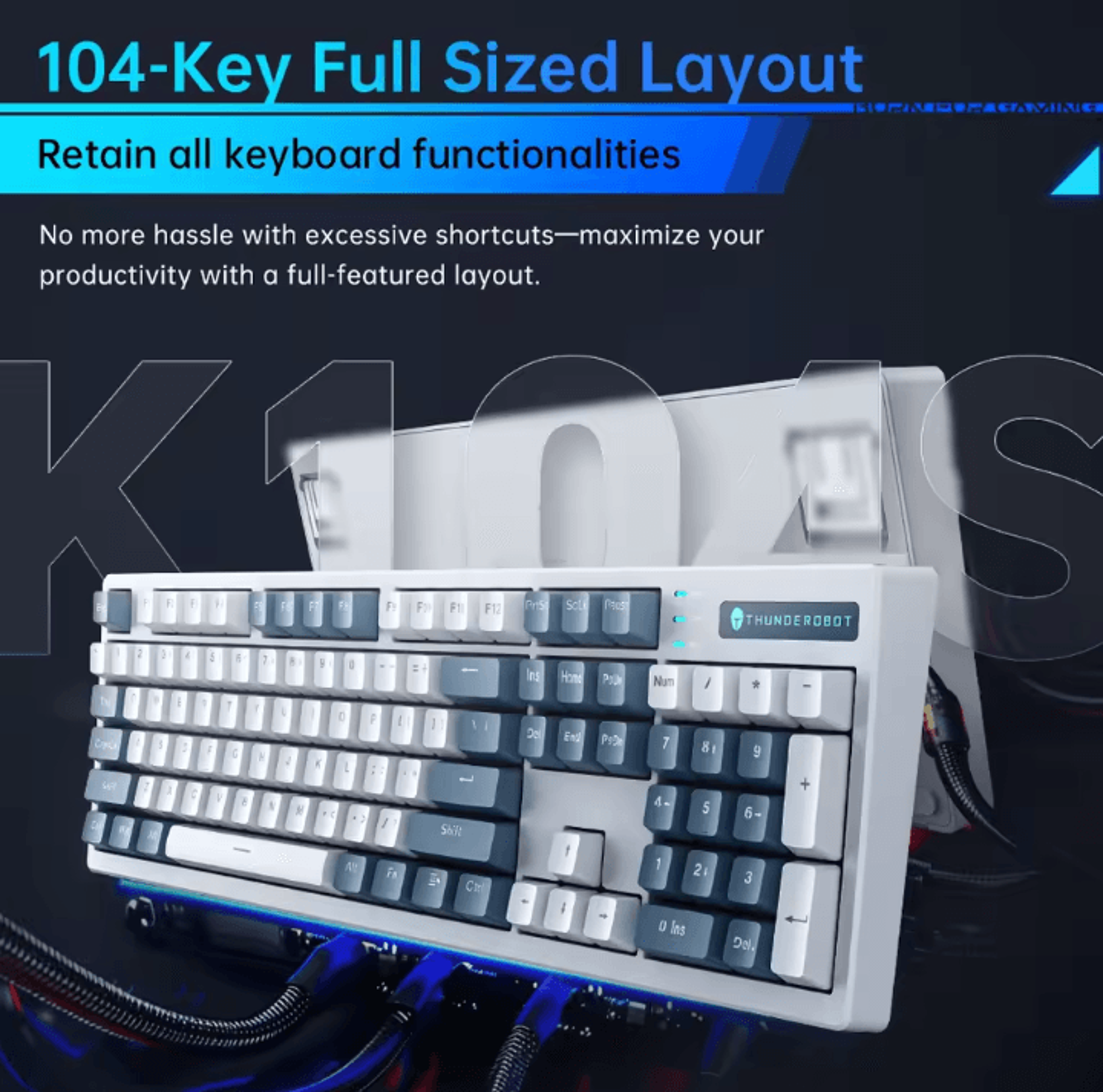 Thunderobot K104S Mechanical Keyboard Full Size Wired Gaming And Office Keyboard 2