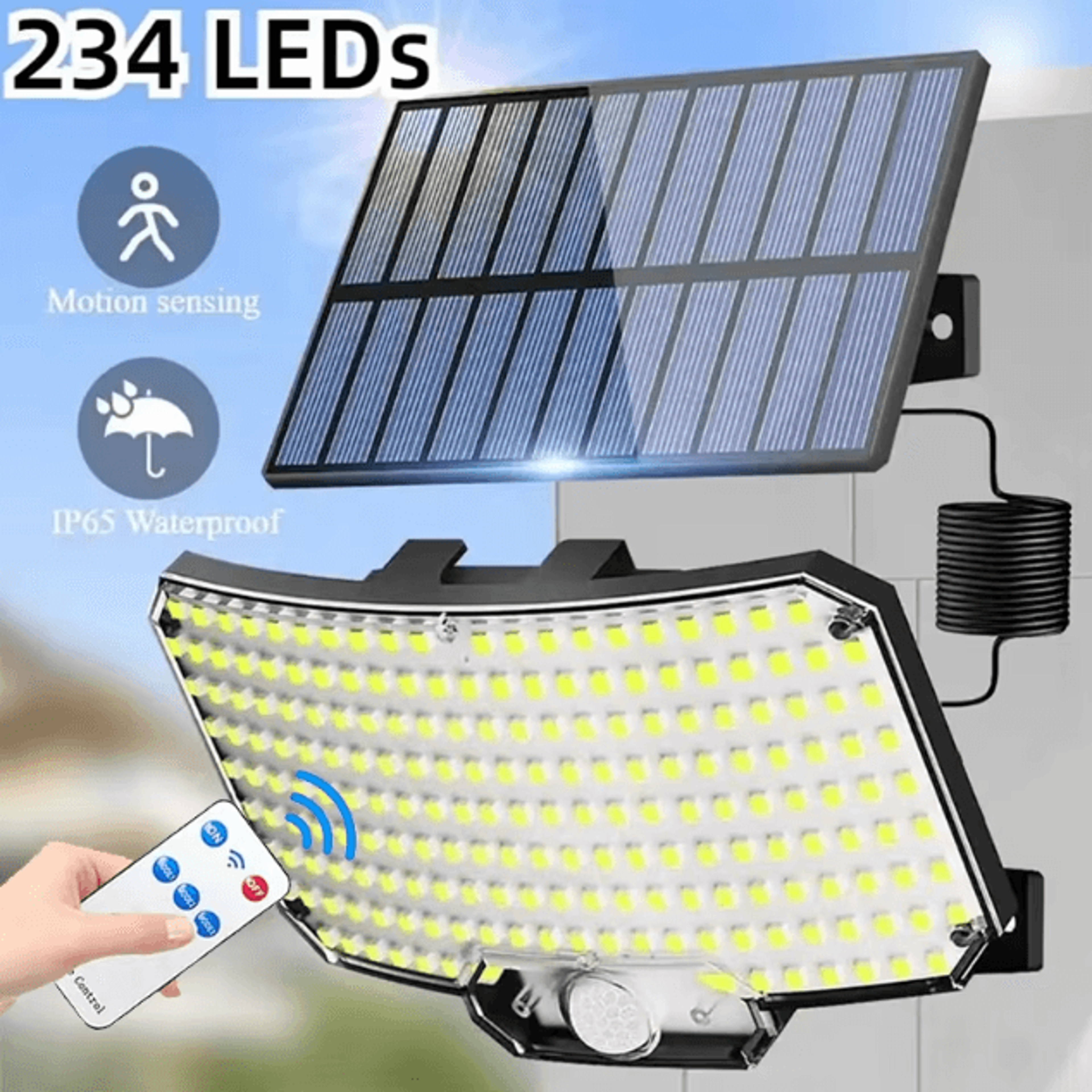 Solar Outdoor Motion Sensor LED Wall Lamp Super Bright Waterproof With 3 Working Modes 0