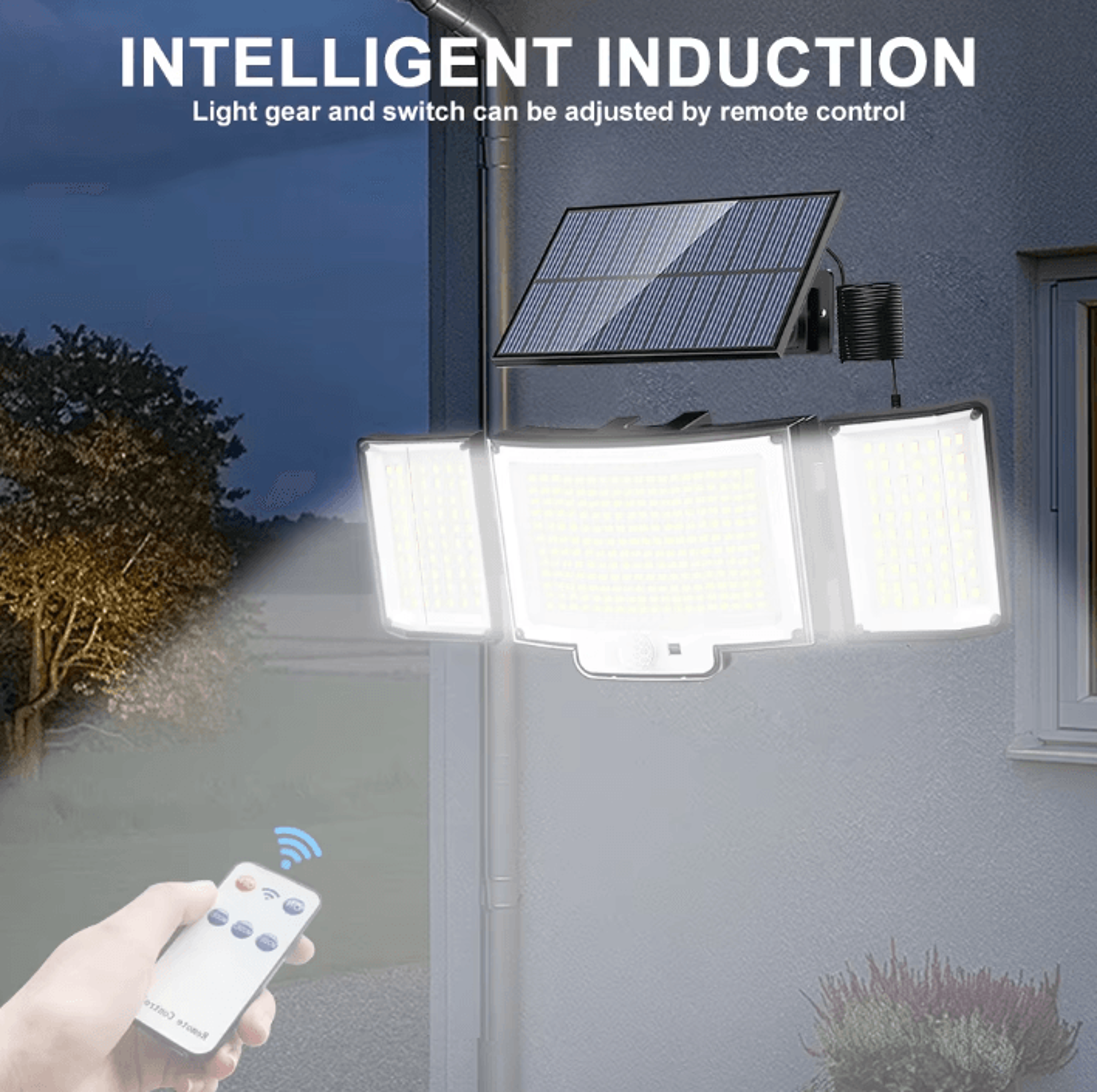 366 LED Solar Motion Sensor Outdoor Security Lights With 3 Heads Waterproof Garden Flood Light 4