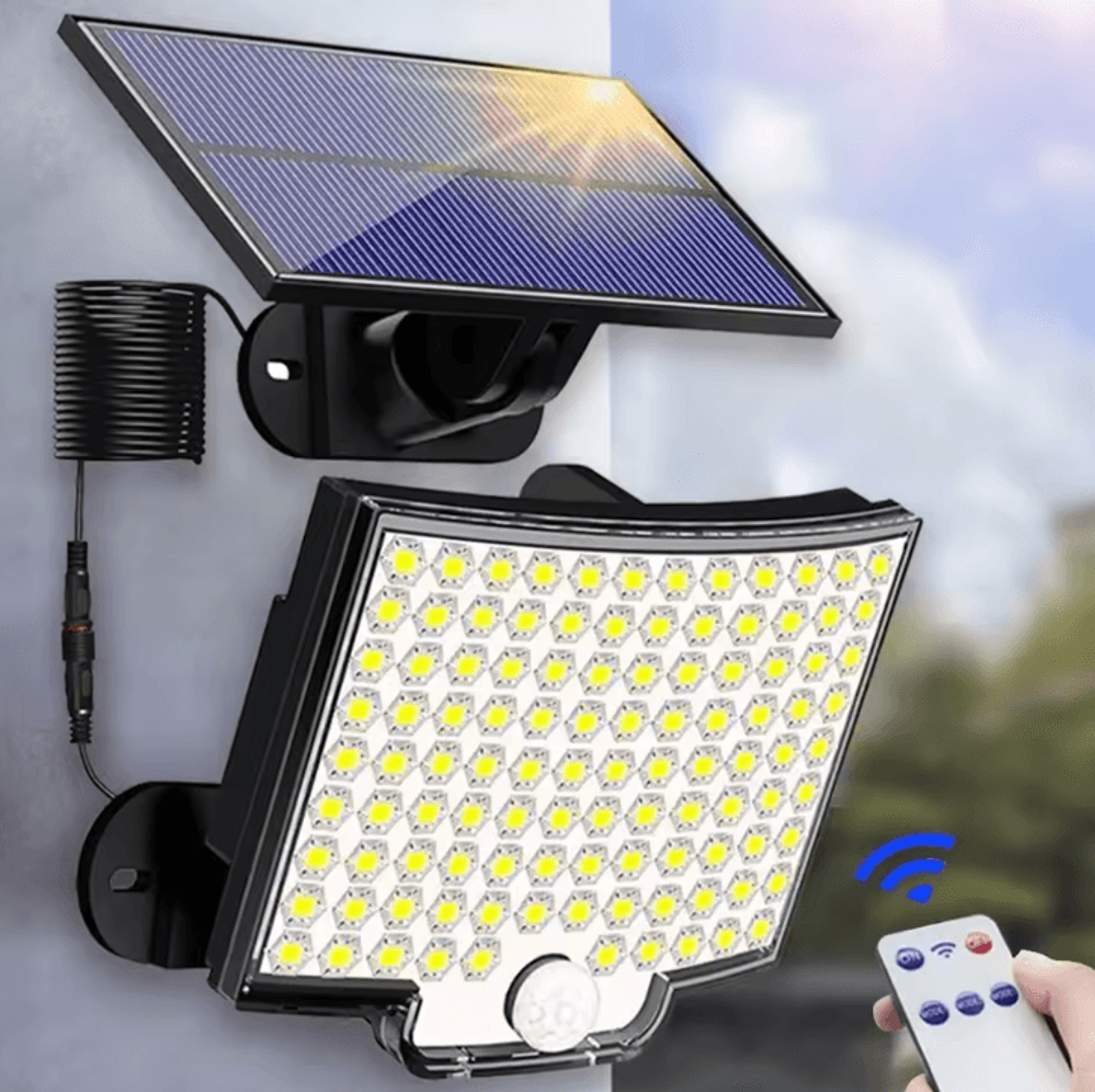 Solar 3Mode Split Outdoor Motion Sensor Floodlight With Remote Control 0