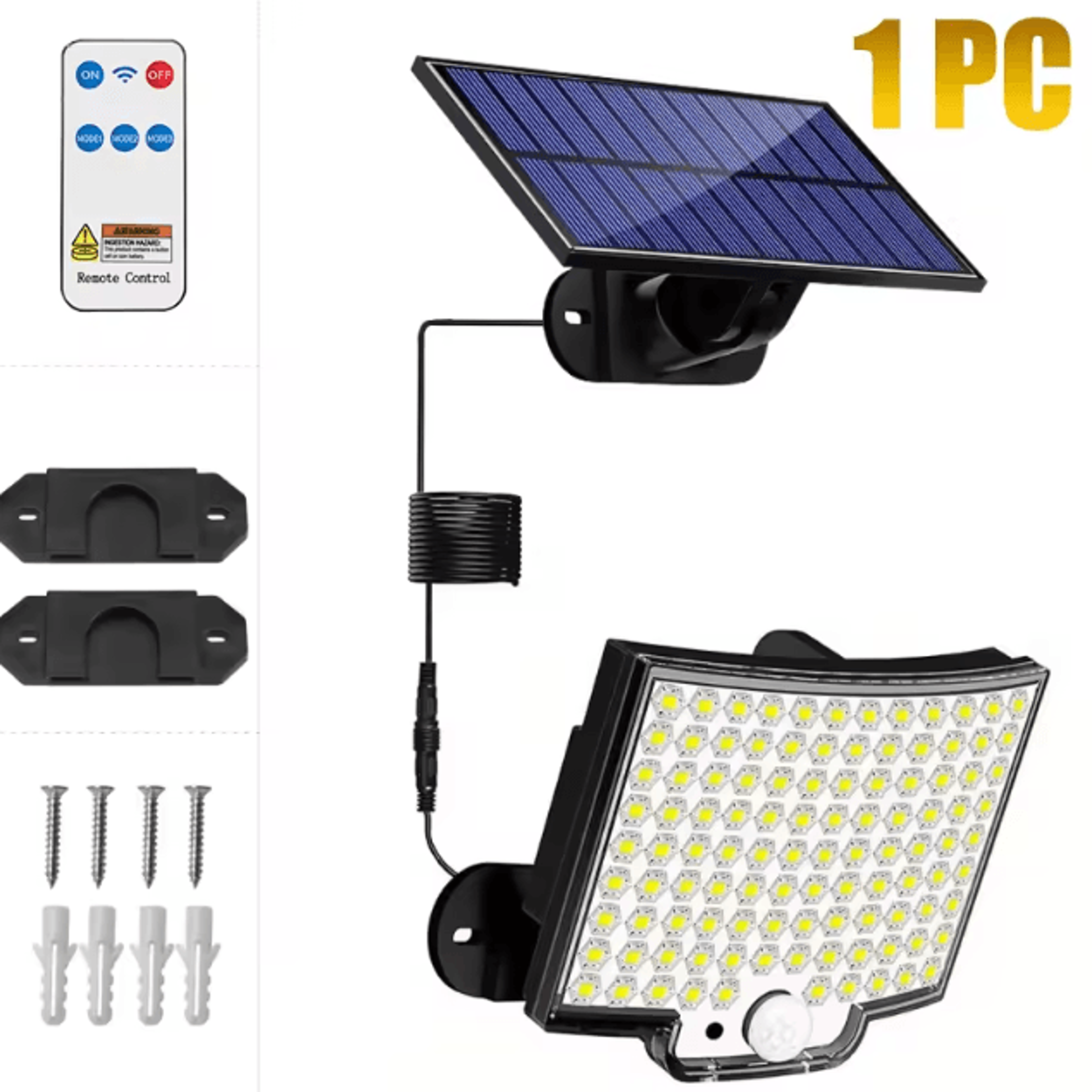 Solar 3Mode Split Outdoor Motion Sensor Floodlight With Remote Control 6