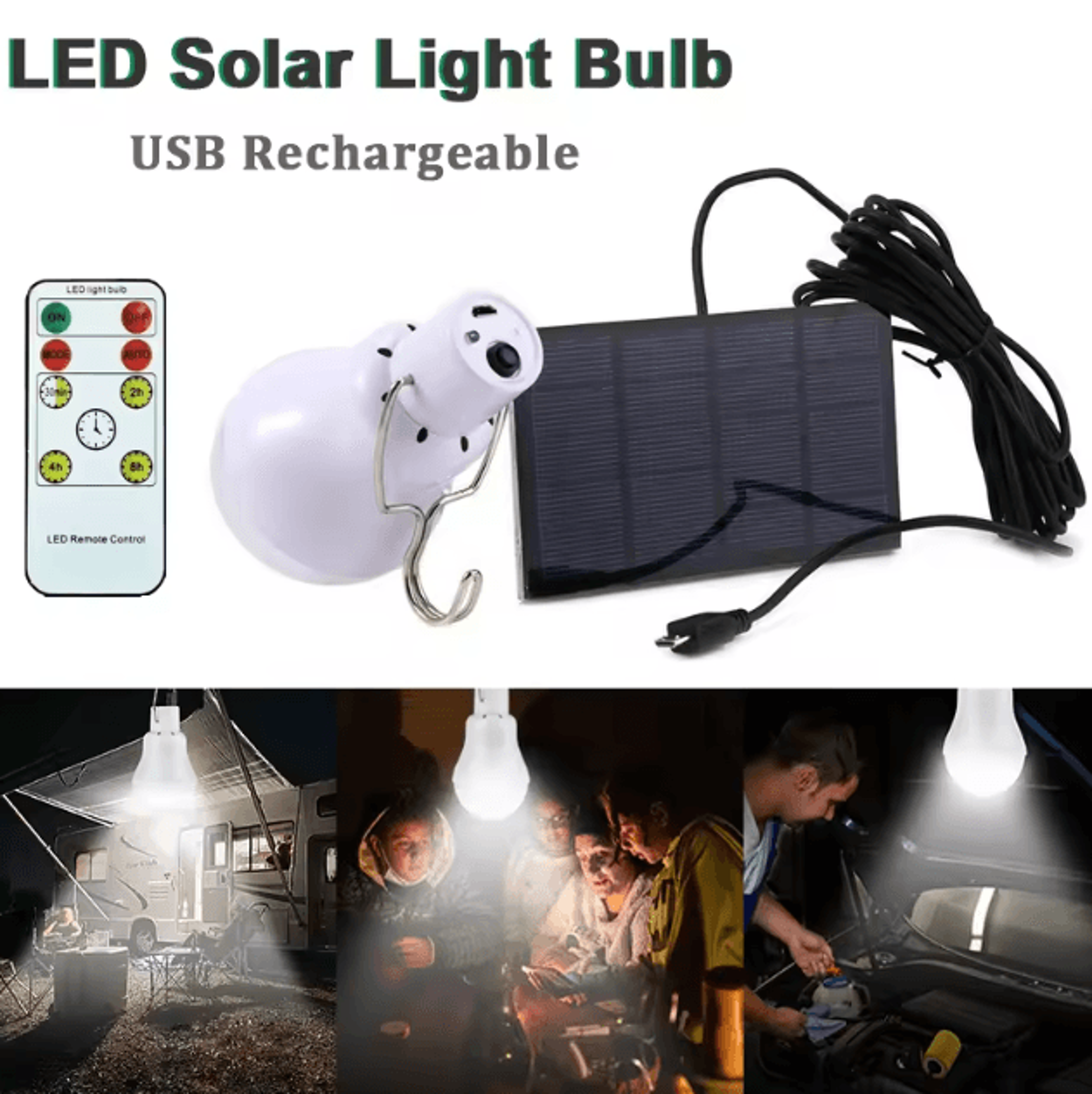 solar usb/solar dual charging portable led bulb – waterproof emergency & outdoor light