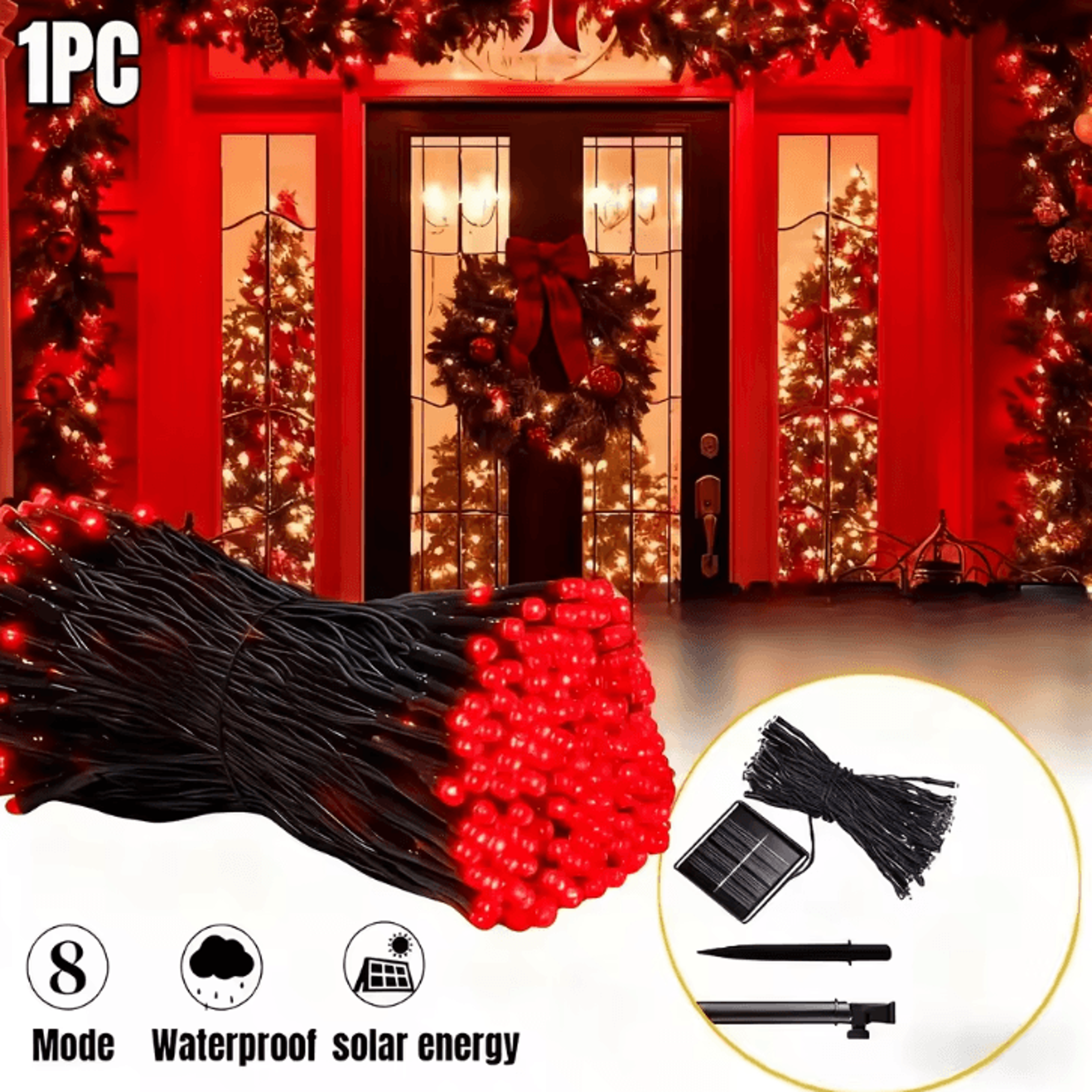 Solar LED Starry Sky String Lights  8 Modes Outdoor Yard  Party Decor 9