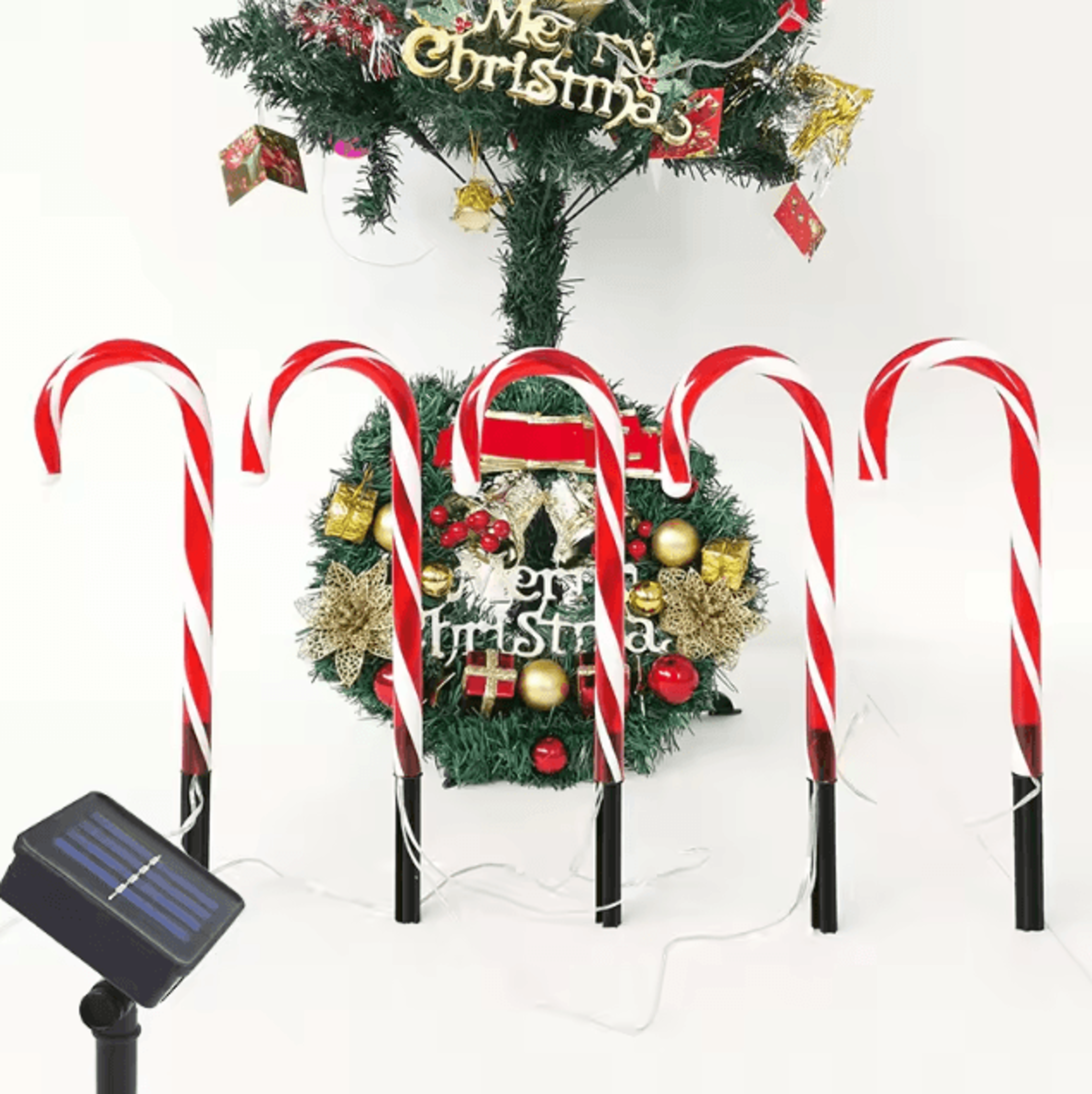 Solar Christmas Candy Cane Pathway Lights  5Pack Outdoor Yard  Lawn Decor 3