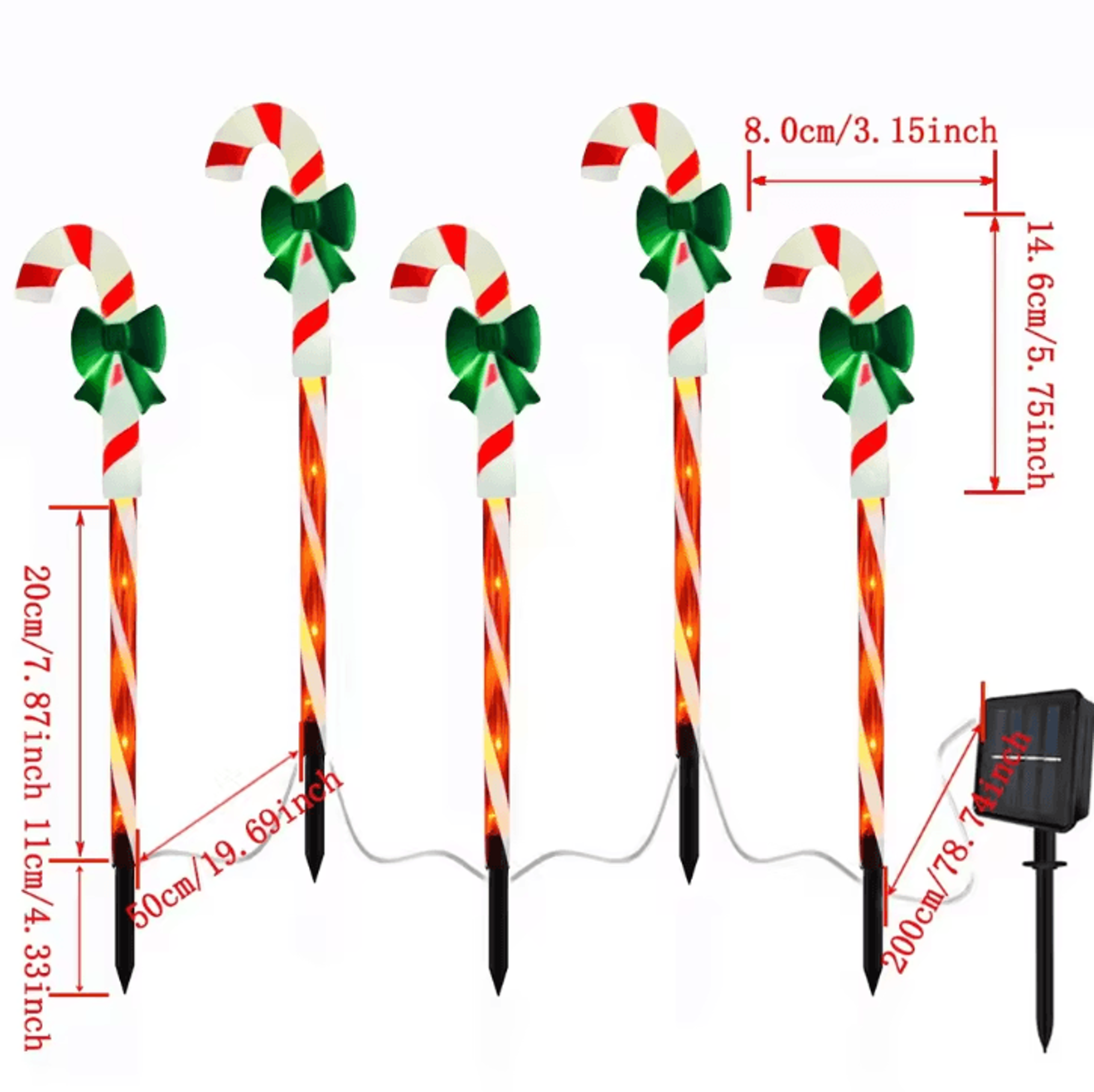 Solar Christmas Candy Cane Pathway Lights  5Pack Outdoor Yard  Lawn Decor 4