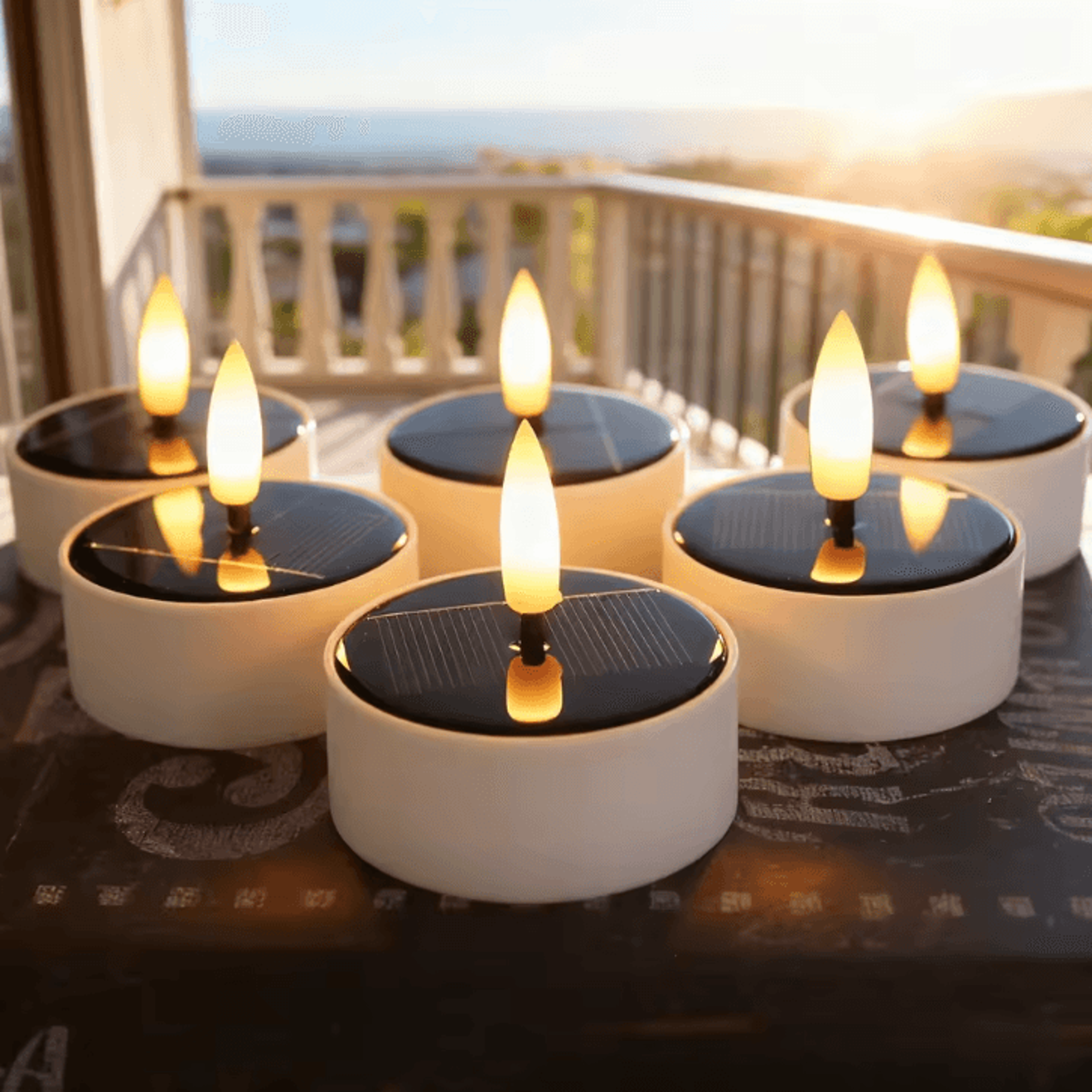 Solar LED Tea Light Candle Set  6 Pack Waterproof DusktoDawn Outdoor Lighting 6