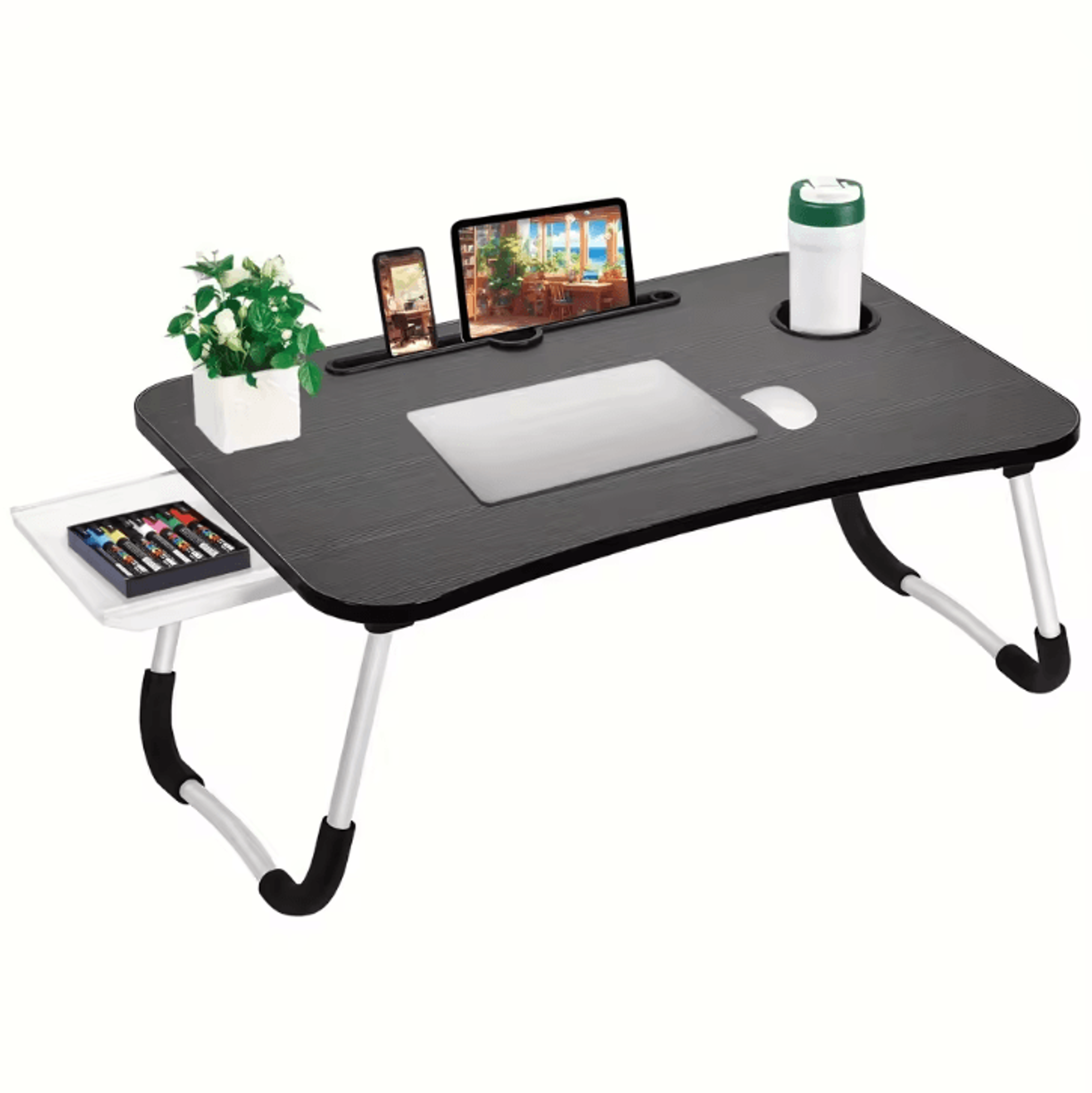 ExtraLarge Portable Laptop Bed Desk  MultiFunctional Foldable Tray Stand With Cup Holder And Drawer 1