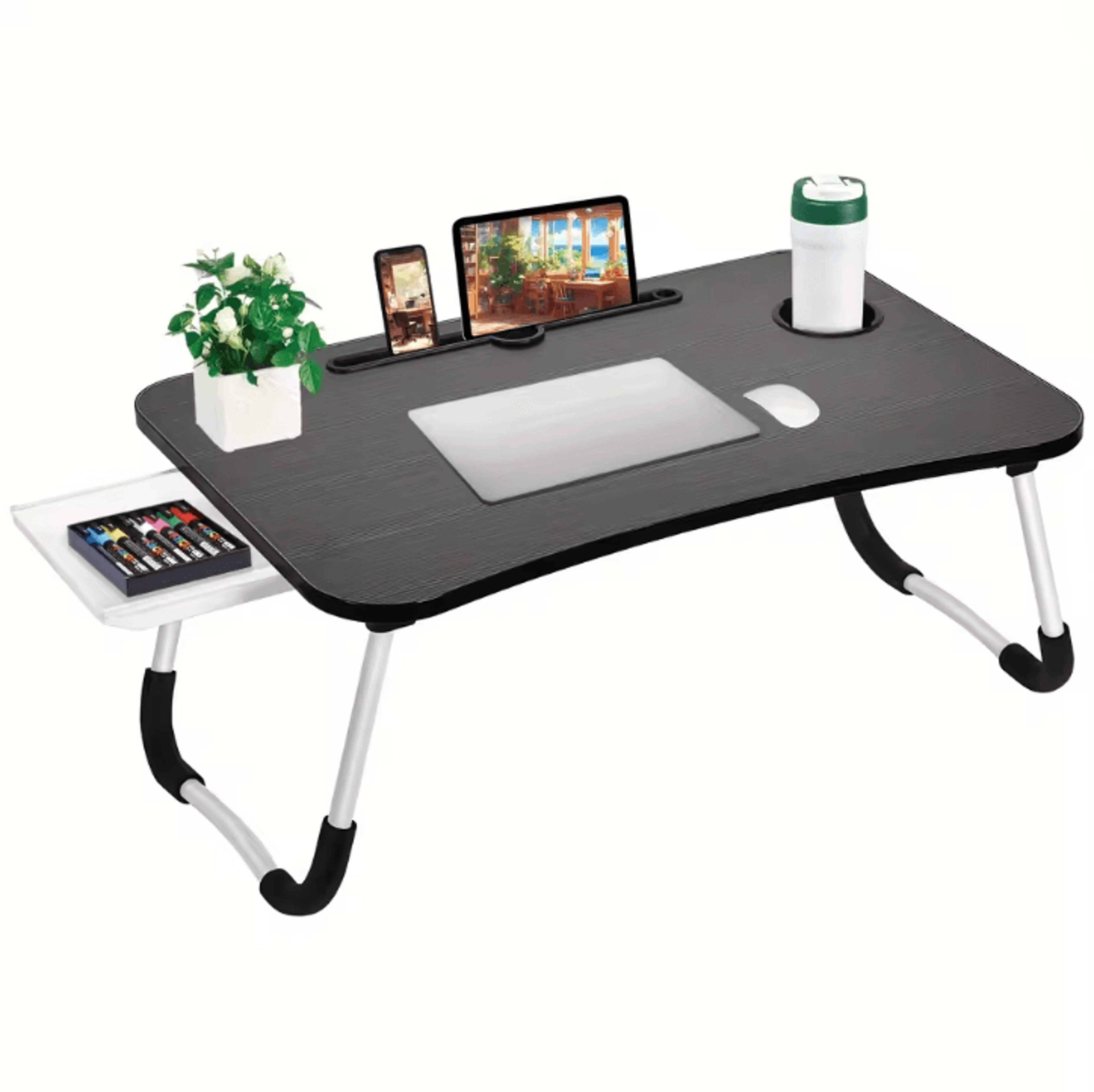 ExtraLarge Portable Laptop Bed Desk  MultiFunctional Foldable Tray Stand With Cup Holder And Drawer 6