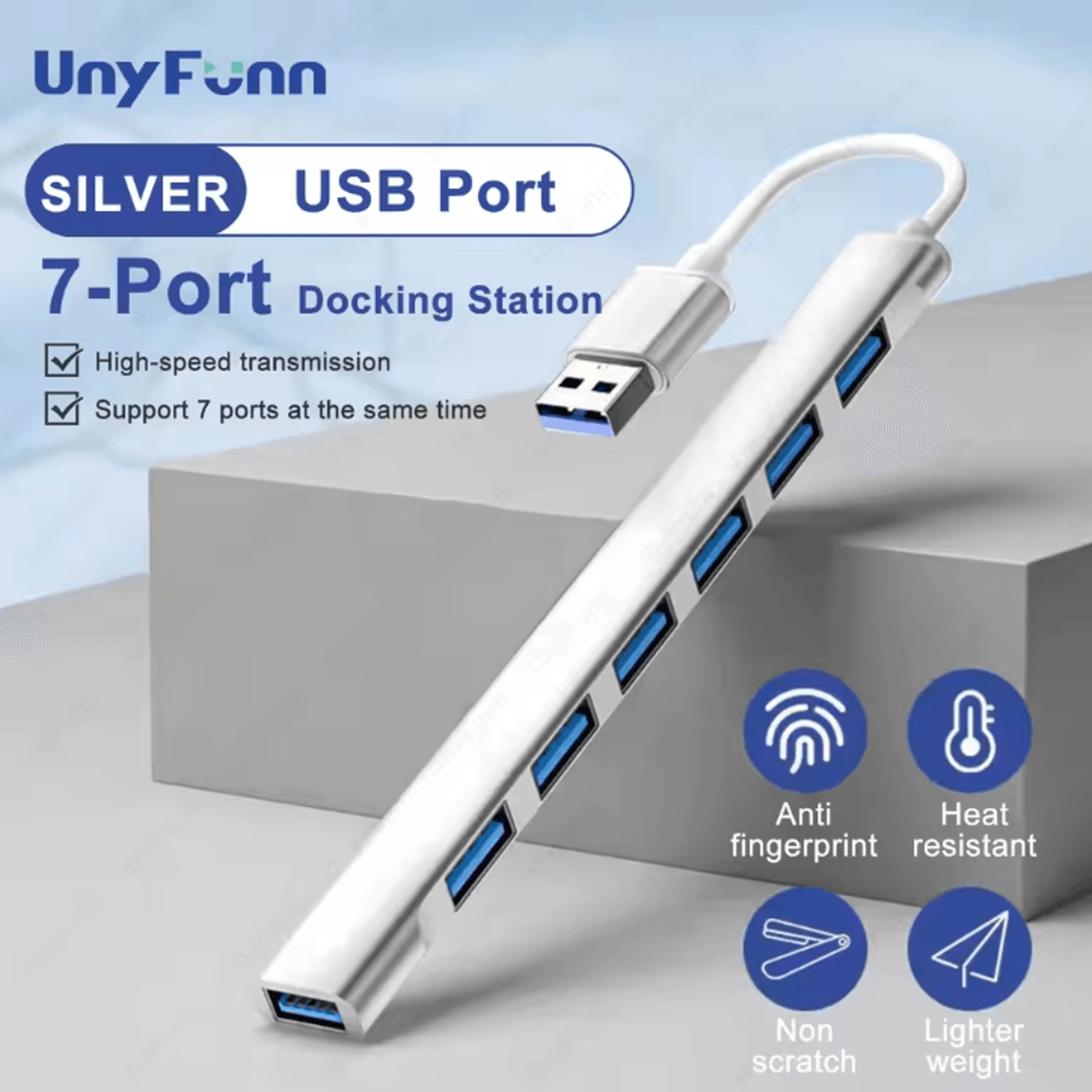 7 port usb hub usb c and usb 3.0 multiport adapter for macbook pro air laptop pc