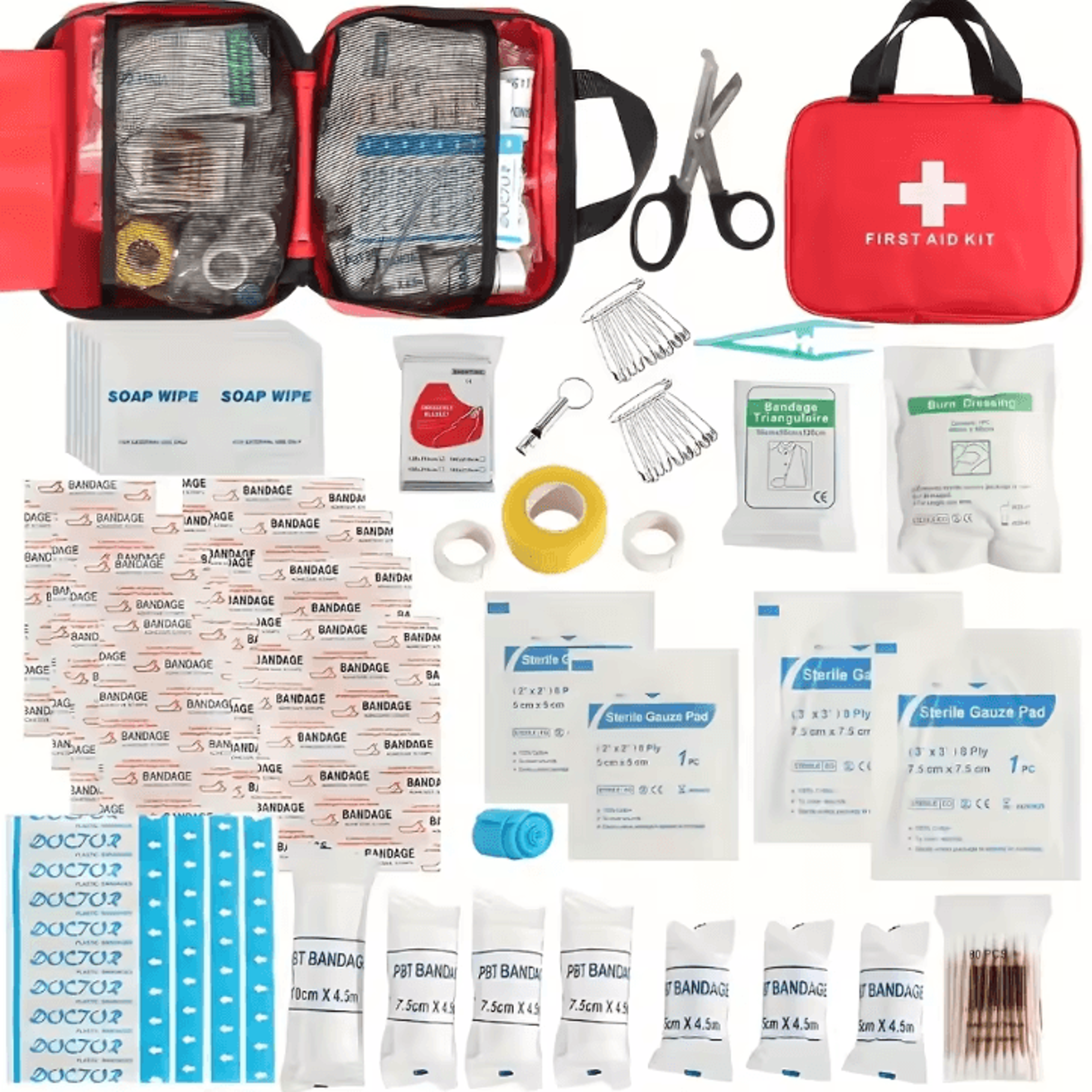 all-purpose emergency first aid kit – portable medical bag for home, travel & outdoor survival