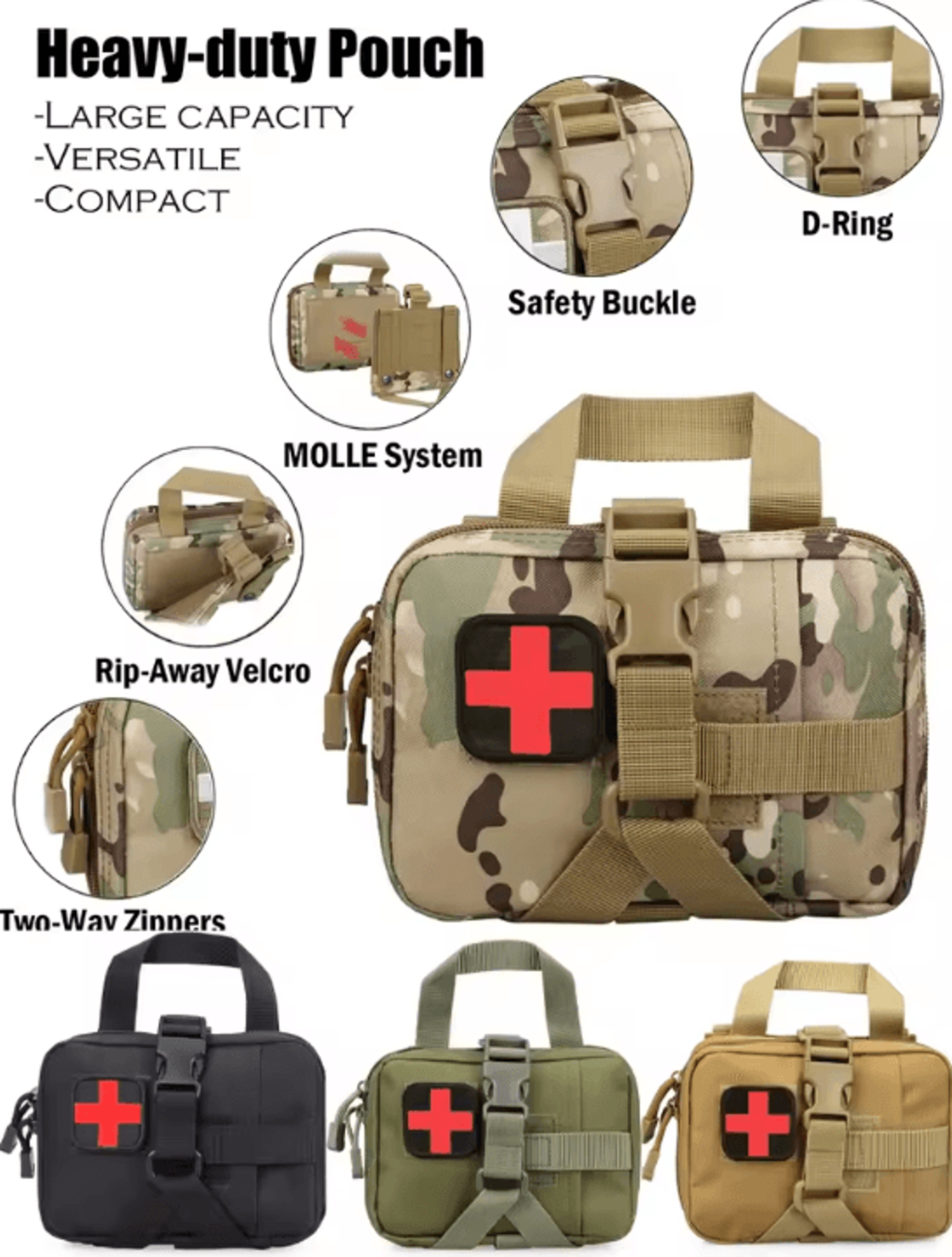 Tactical EMT IFAK Pouch  RipAway Molle First Aid Kit For Travel Outdoor  Survival Emergencies 0