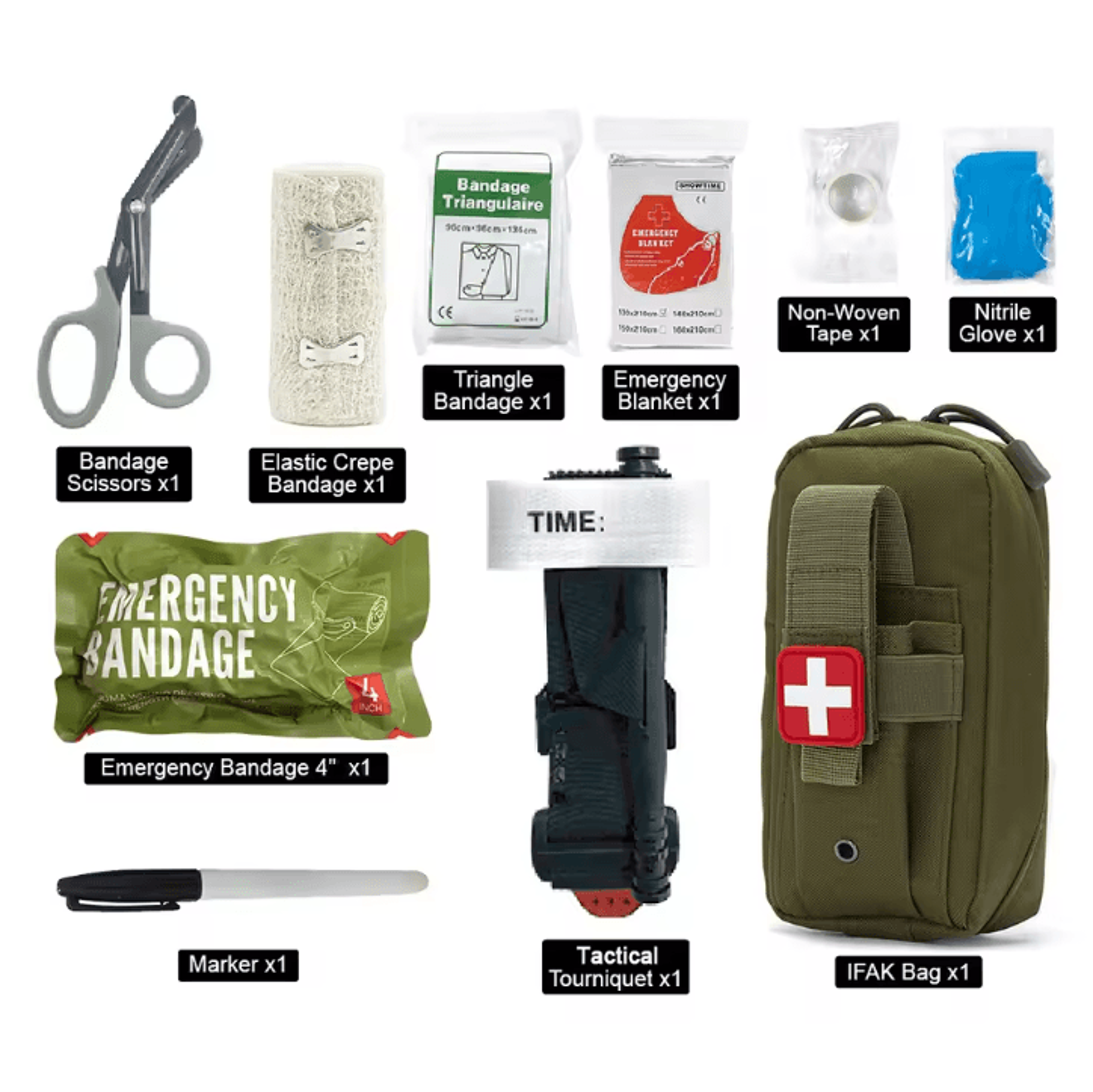 10Piece IFAK Tactical Molle Pouch First Aid Kit  Portable Survival Medical Set For Outdoor Camping  6