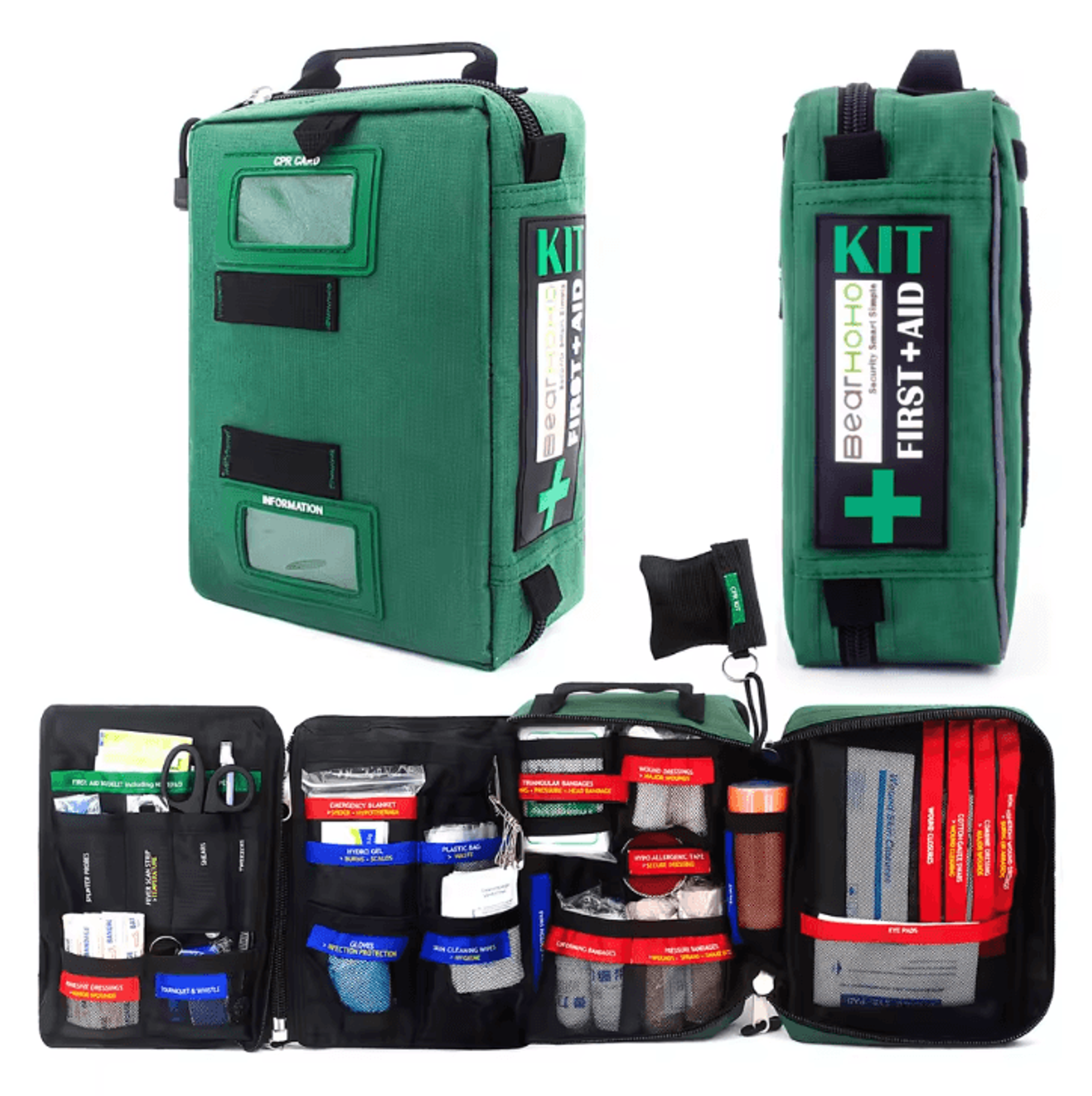255-piece large emergency first aid kit – 4-compartment trauma medical rescue bag for home, car & outdoor