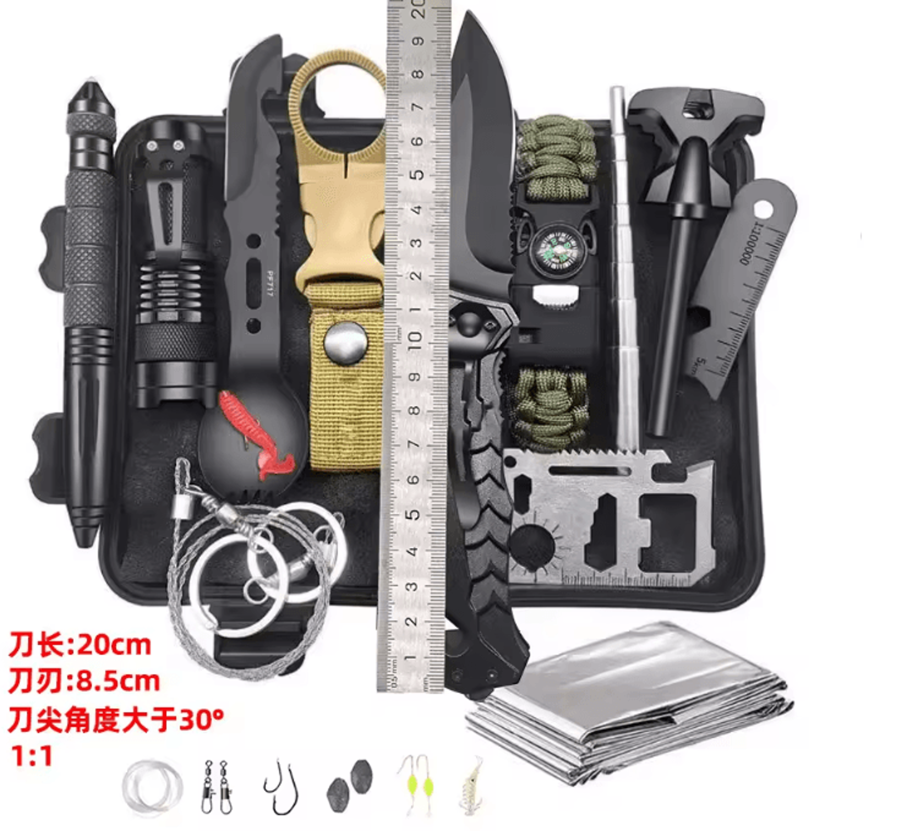 13Piece Outdoor Survival Tool Kit  MultiFunction Adventure Camping  Emergency Gear Set 6