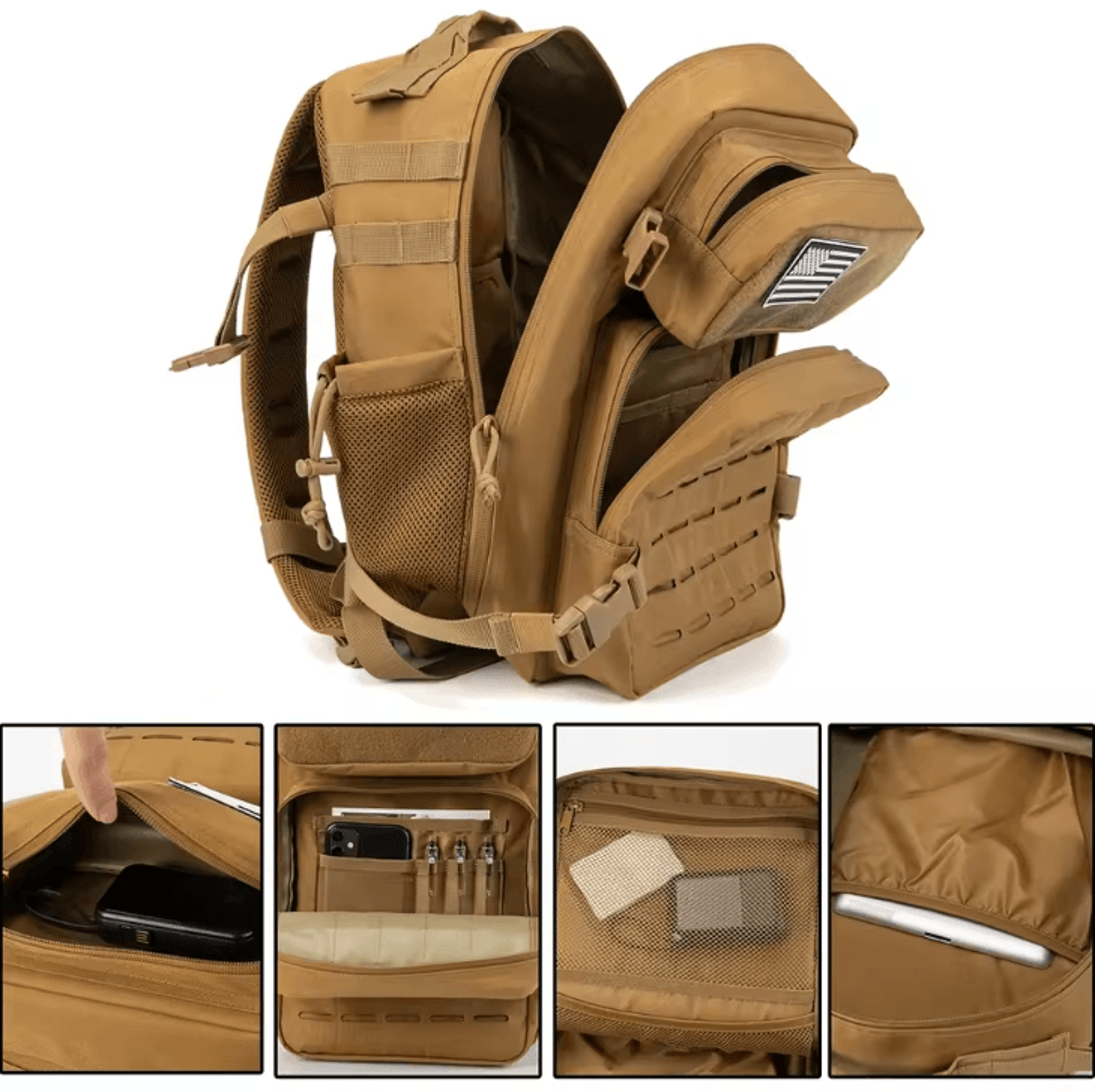 25L Tactical Backpack  MOLLE Outdoor Survival  EDC Rucksack For Hiking Fitness  Travel 0