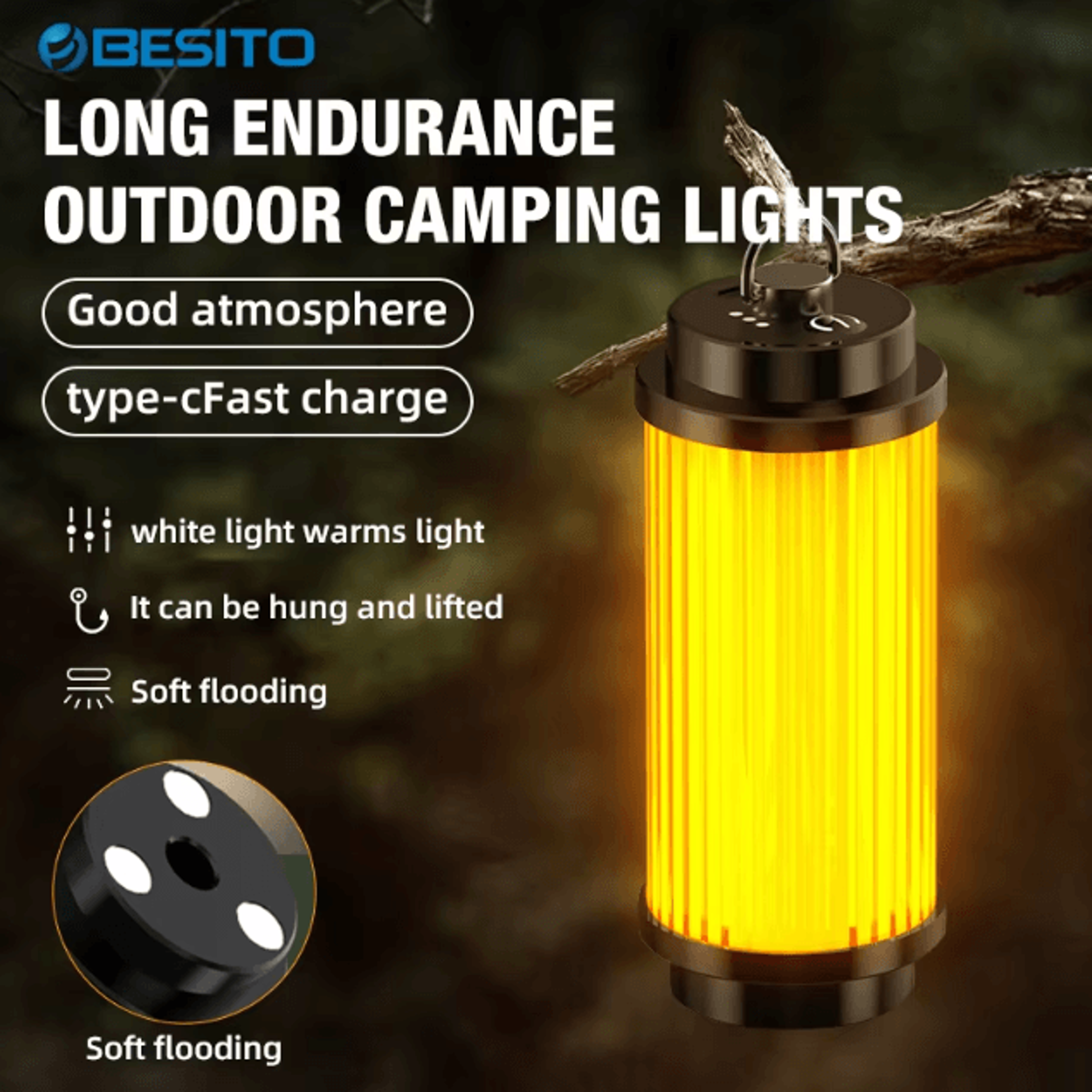 usb rechargeable 3000mah camping lantern – 38-led outdoor tent & mini flashlight light