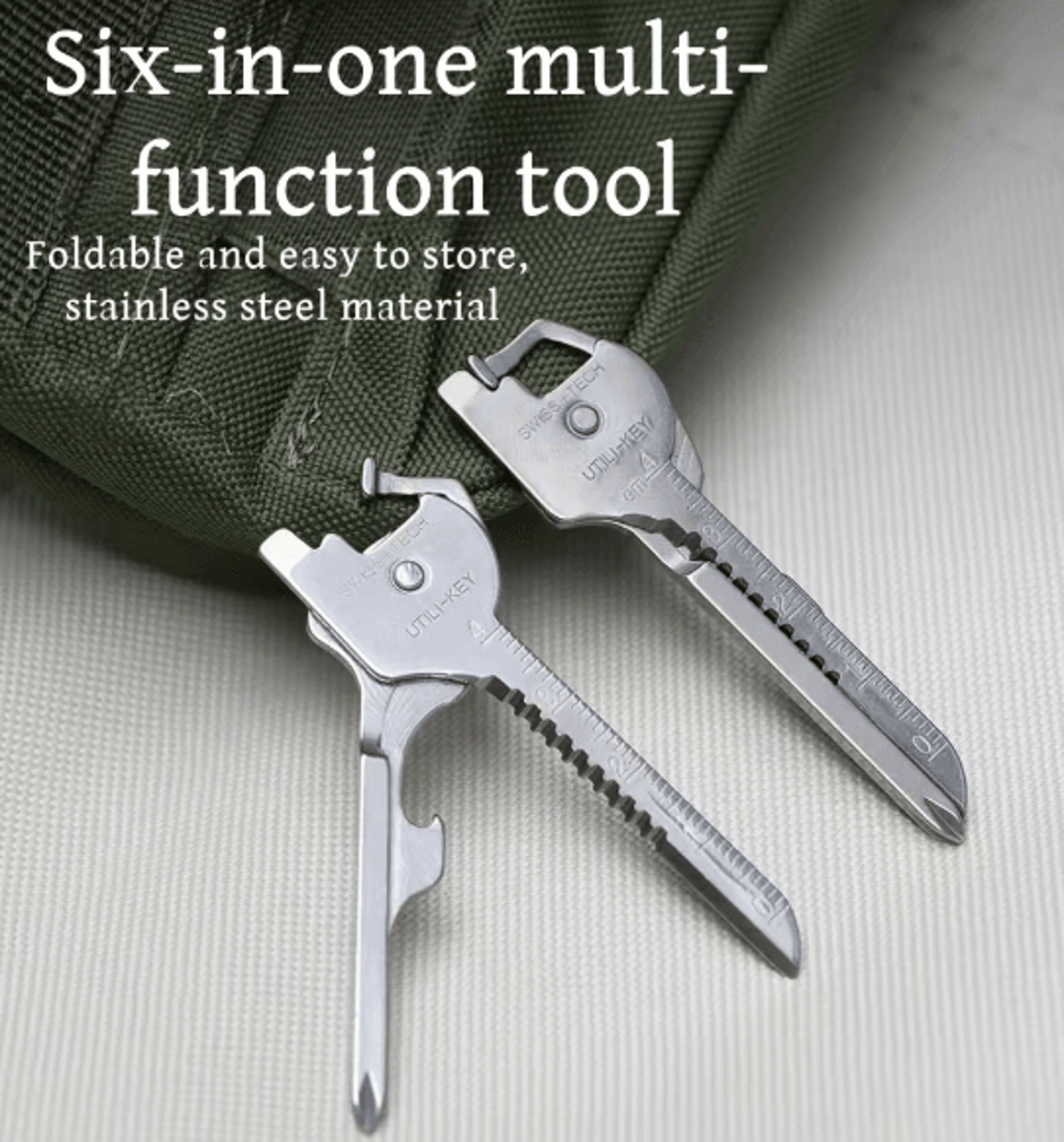 6 In 1 Multifunction Folding Tool Keychain EDC Utility Plier Survival Pocket Tool 0