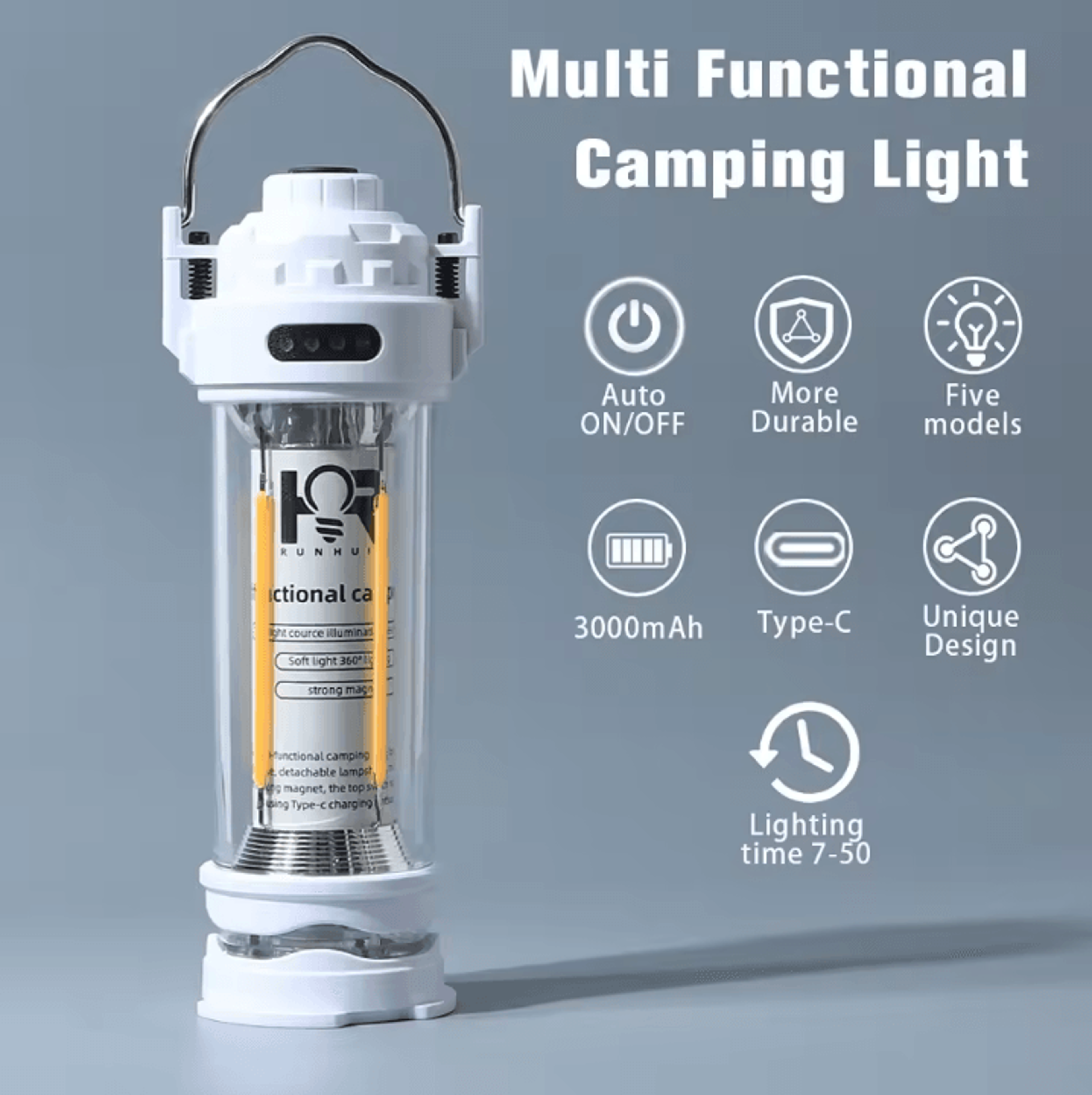 3000mAh LED Camping Lantern  Outdoor MultiFunction Tent Hanging Light 0