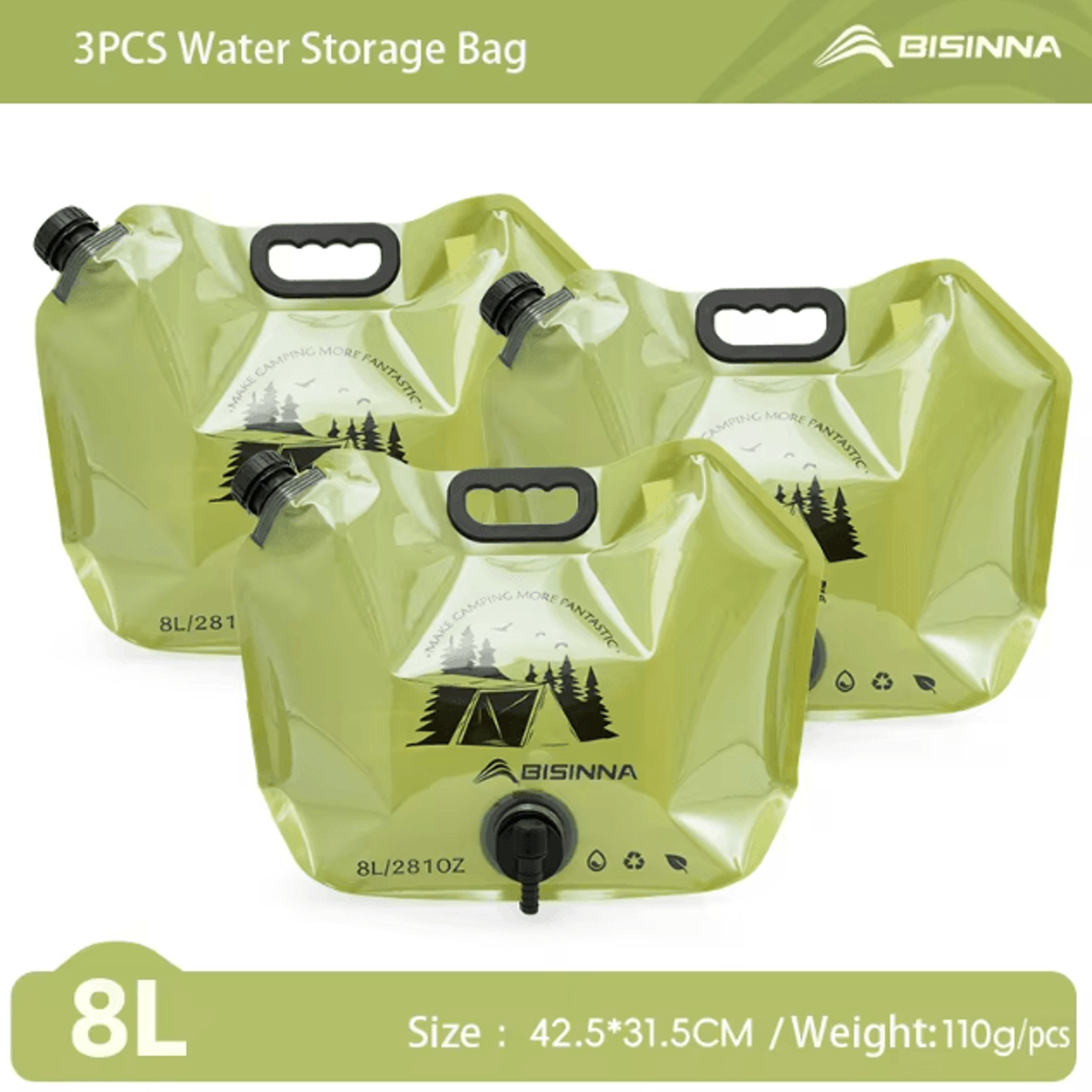 BSWOLF Outdoor Mini Folding Water Bag 8L  Large Capacity Portable Camping Water Storage Bag 8
