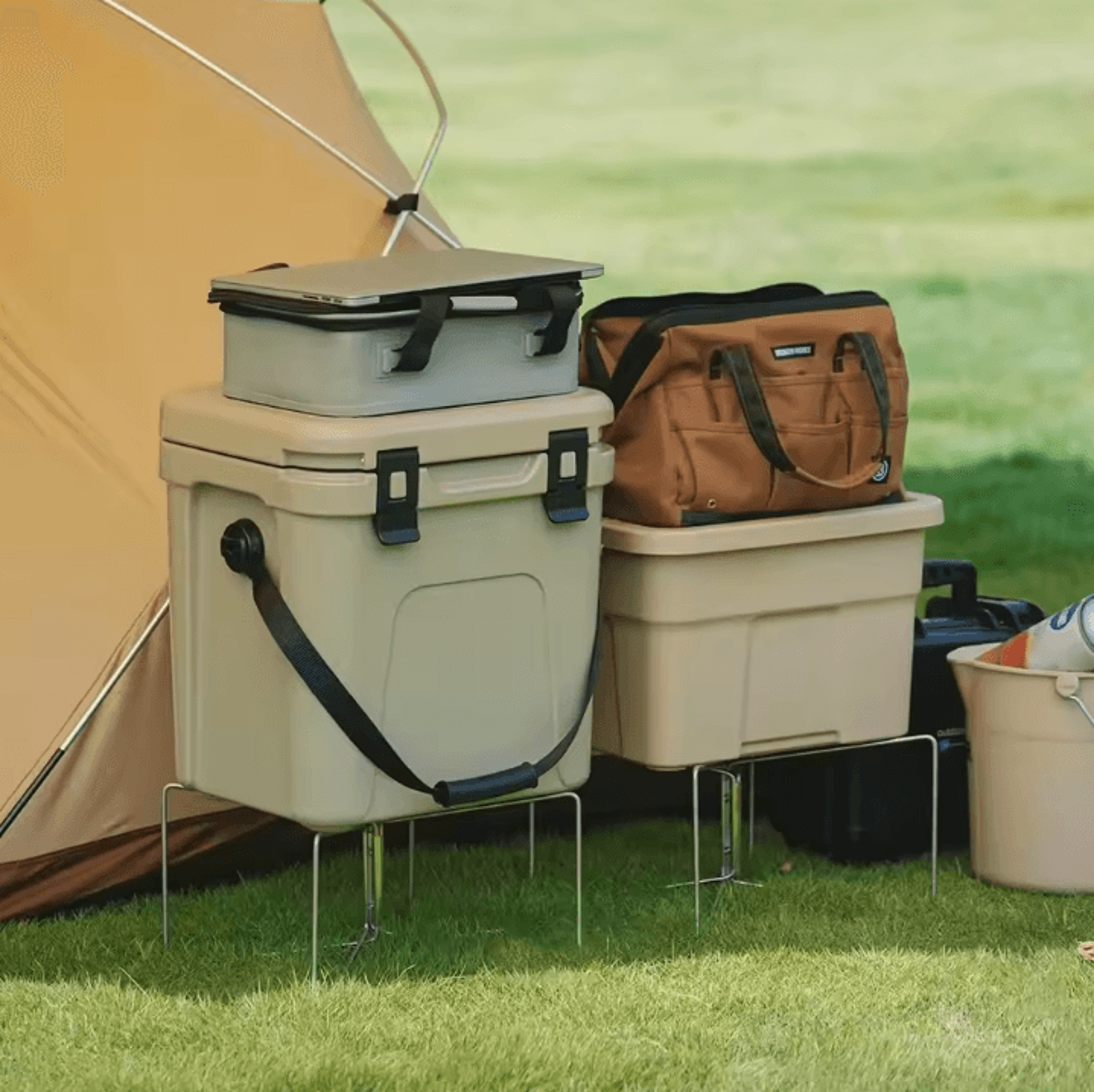 Portable Cooler Box Stand  Foldable Camping Cooler Stand Ice Box Holder  Storage Support Shelf 1