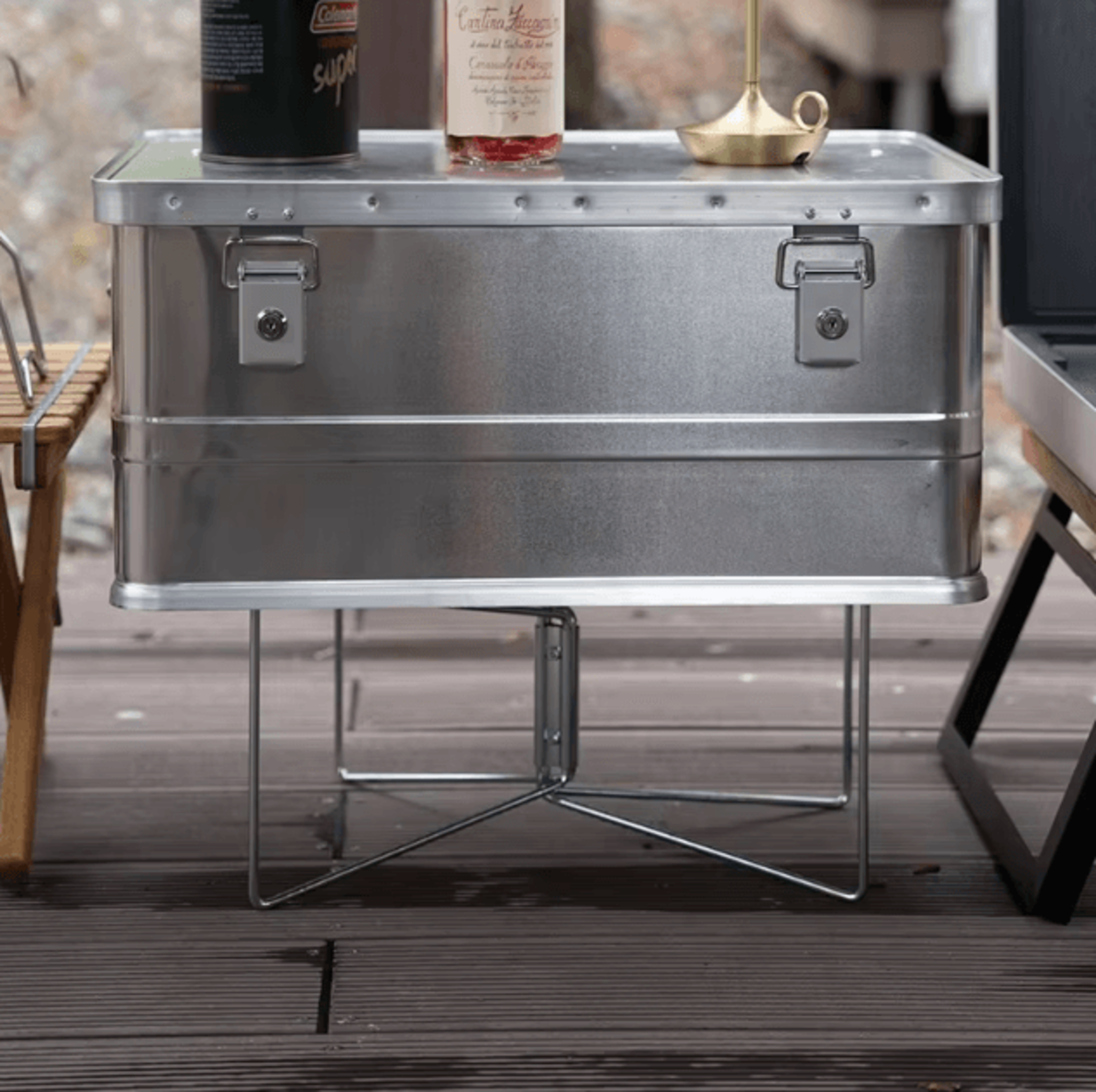 Portable Cooler Box Stand  Foldable Camping Cooler Stand Ice Box Holder  Storage Support Shelf 4