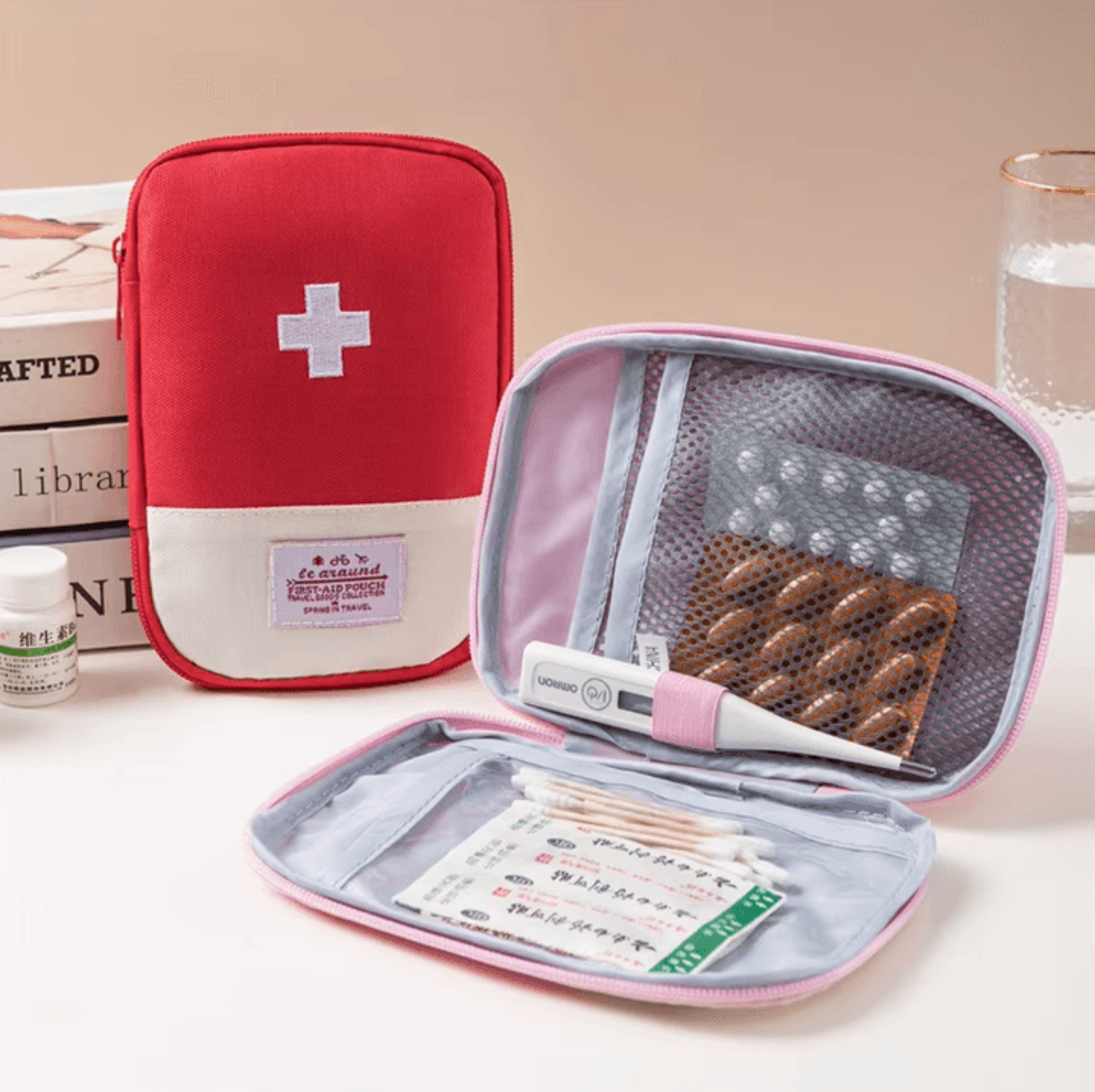 portable small first aid kit bag travel medicine storage pouch for camping hiking emergency medical supplies