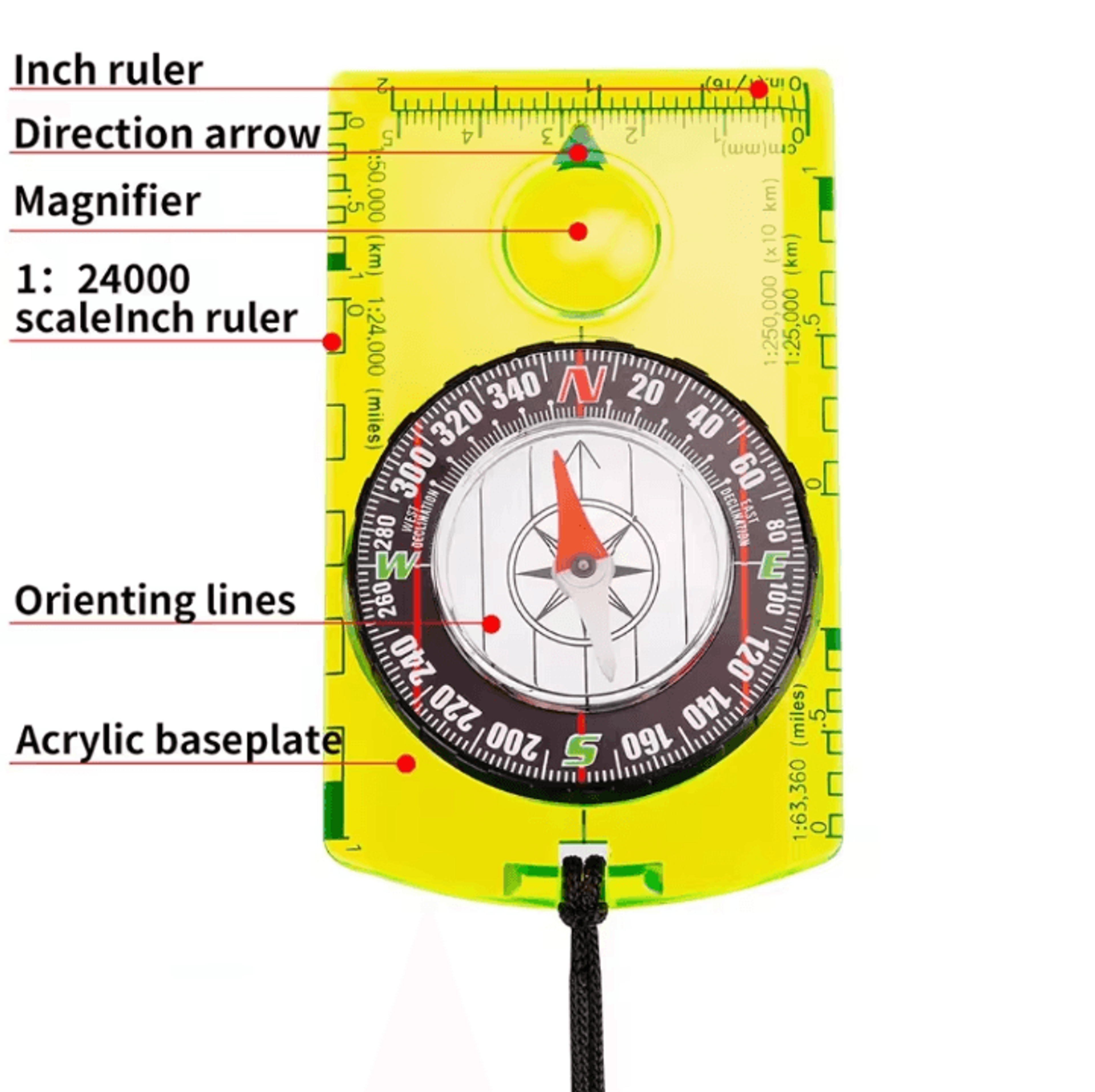 Waterproof Orienteering Compass For Map Reading Baseplate Hiking Navigation Compass For Camping Hun 2