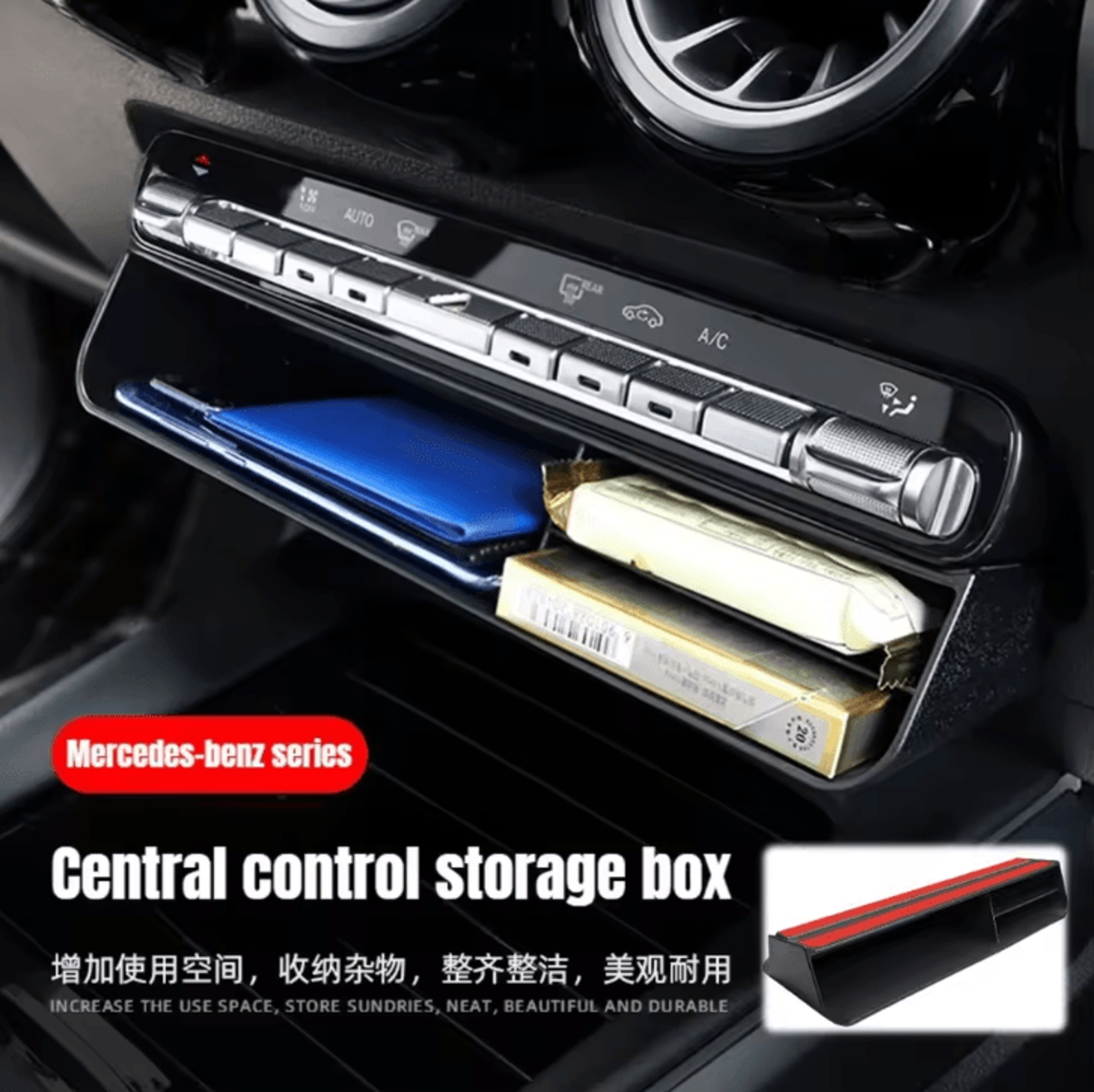 mercedes benz center console storage box trim interior central control organizer tray for a b cla gla glb class 2020