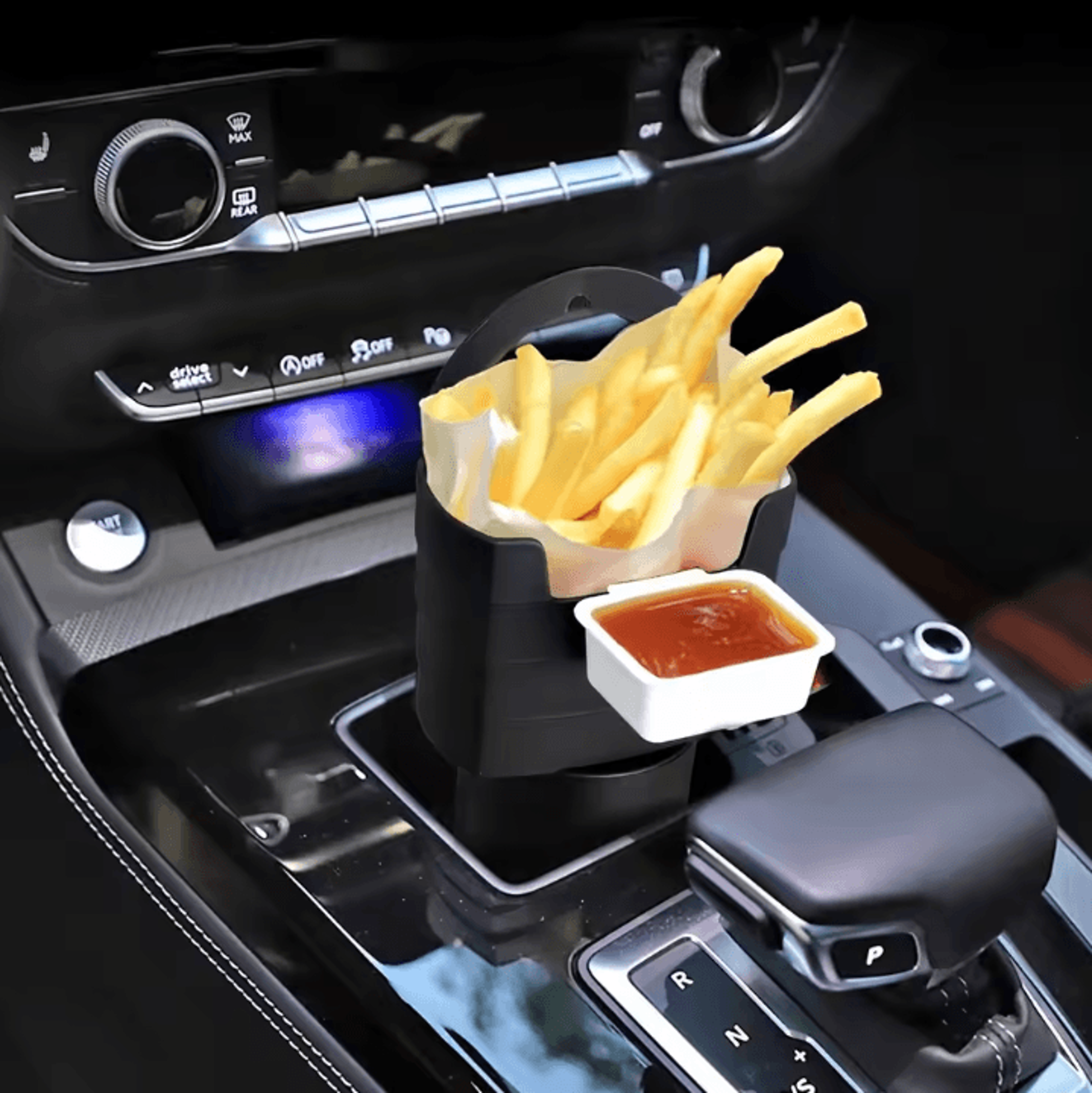multifunction car french fry holder cup snack car cup holder food tray with ketchup dip rack for vehicle interior