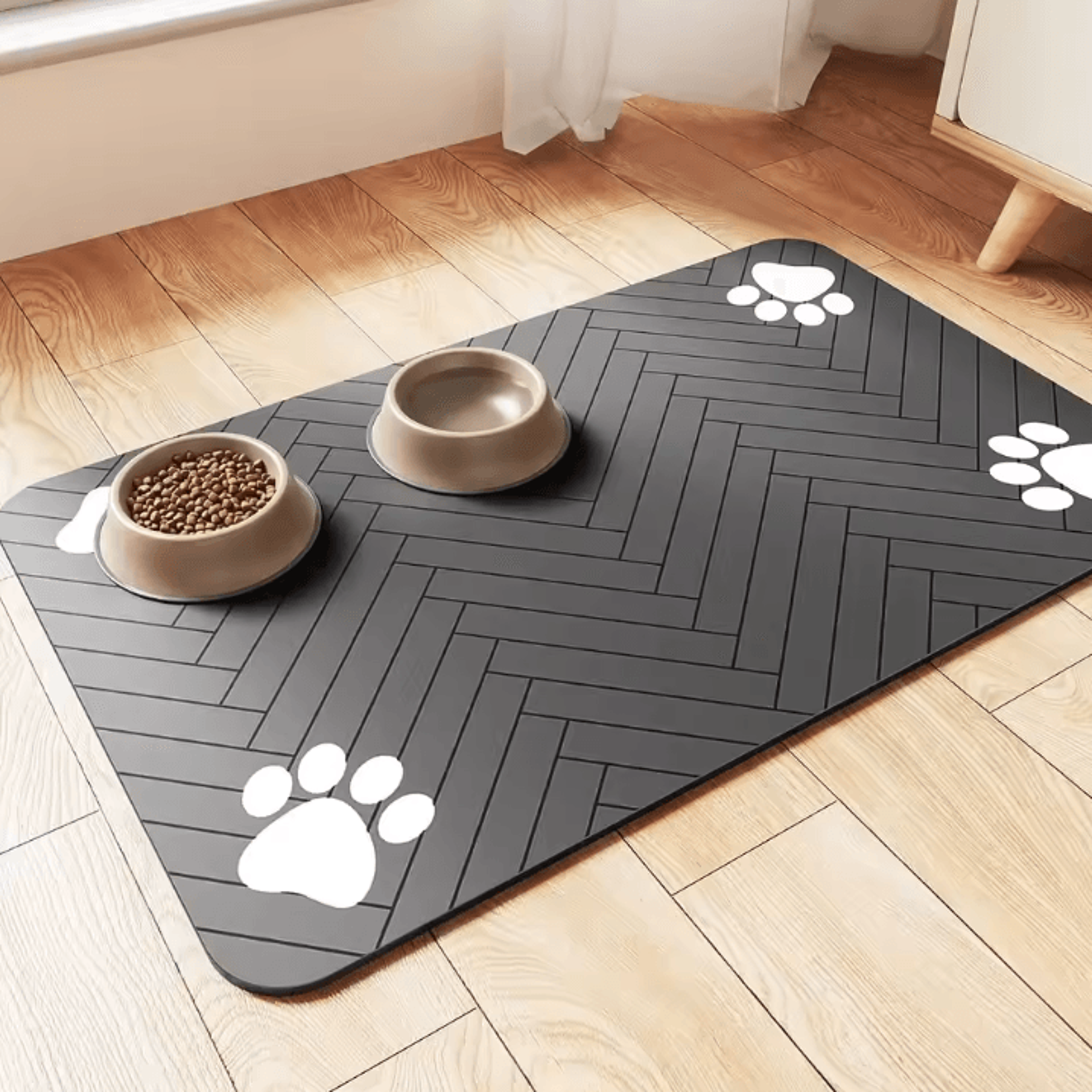 absorbent pet feeding mat for food & water bowls – waterproof non-slip dog & cat placemat