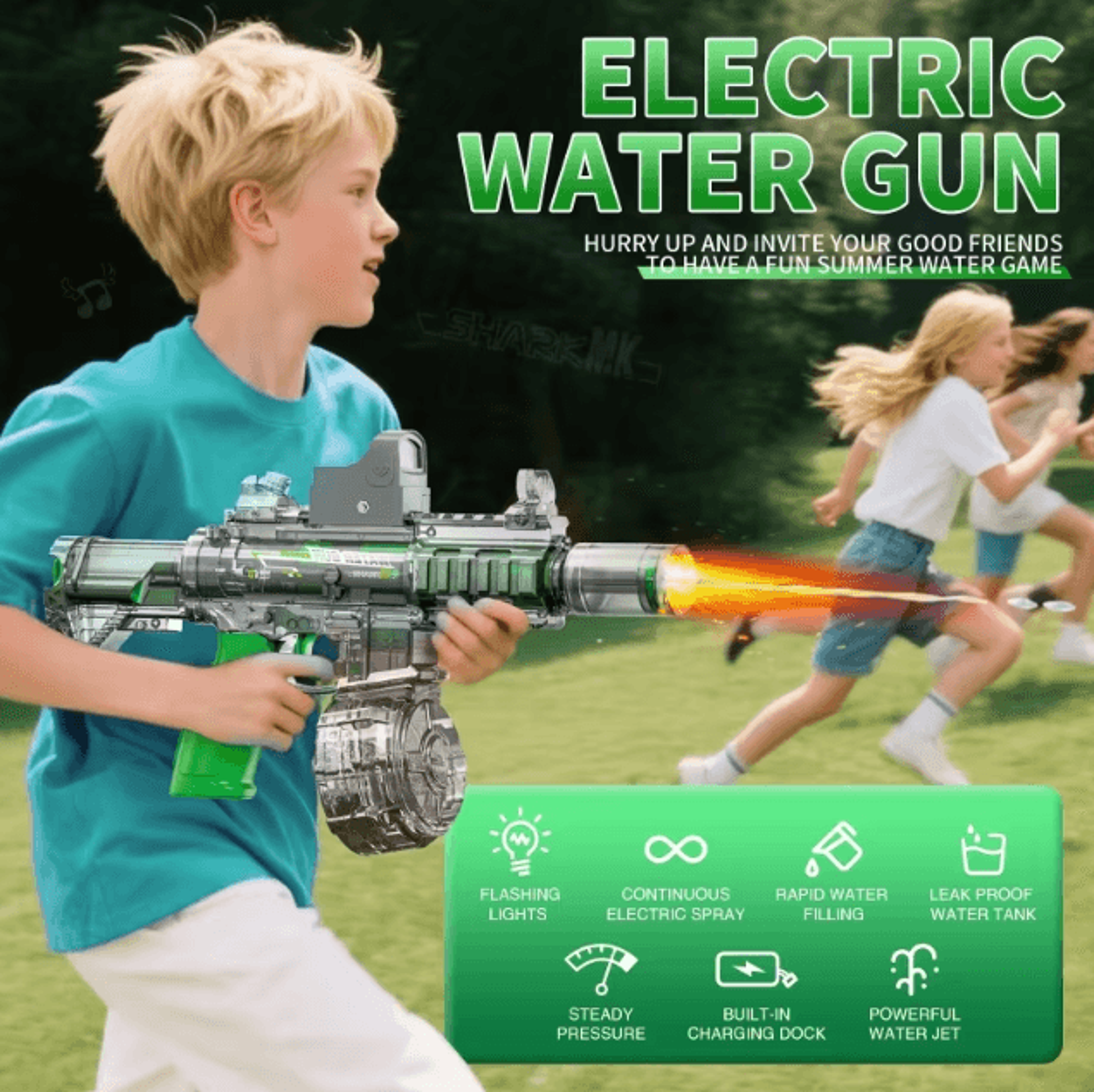 M416 LED Electric Water Gun  Automatic Continuous Water Blaster Toy For Kids 3