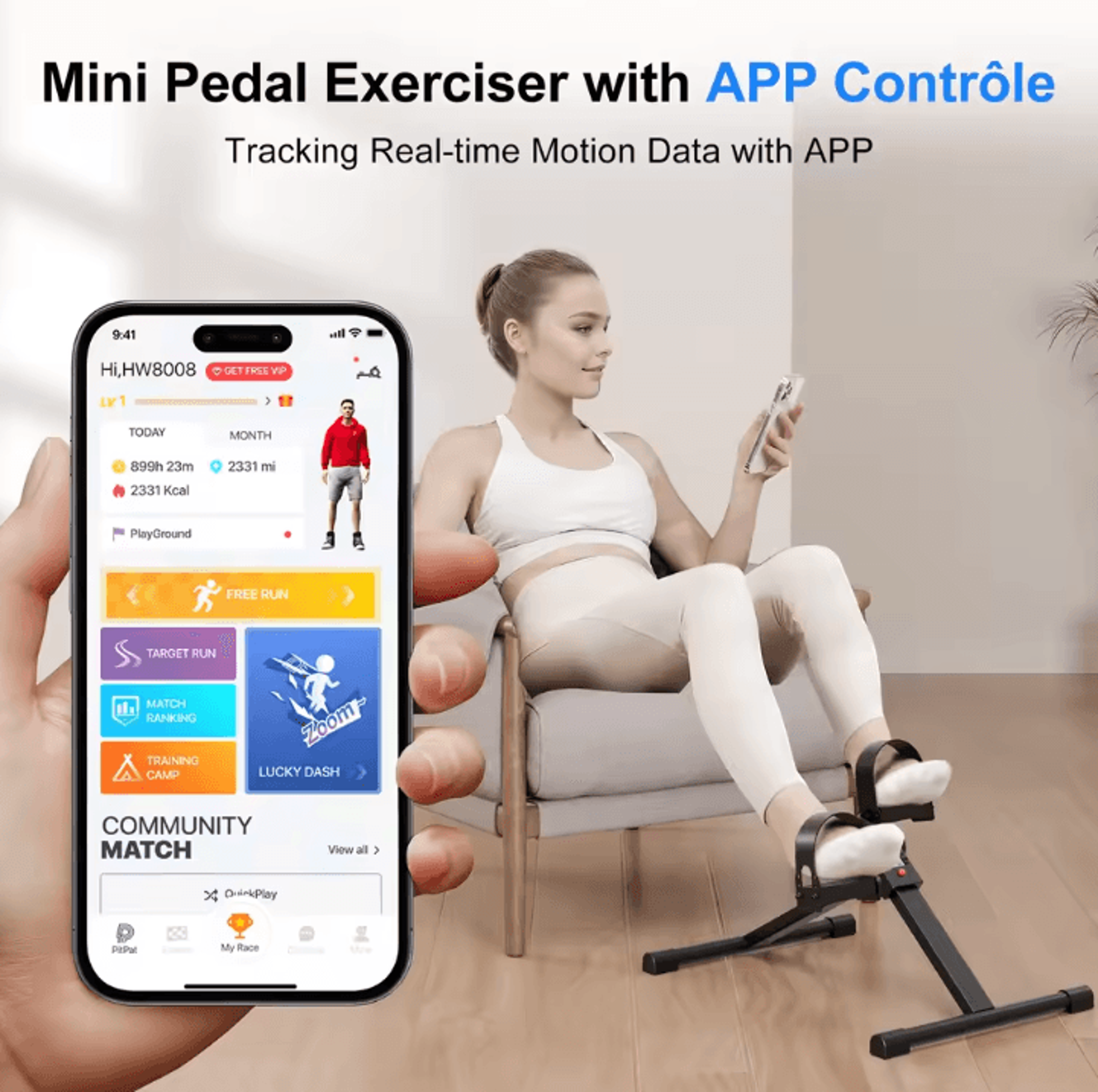 Under Desk Mini Exercise Bike Folding Pedal Exerciser With LCD Display For Leg And Arm Workouts 4